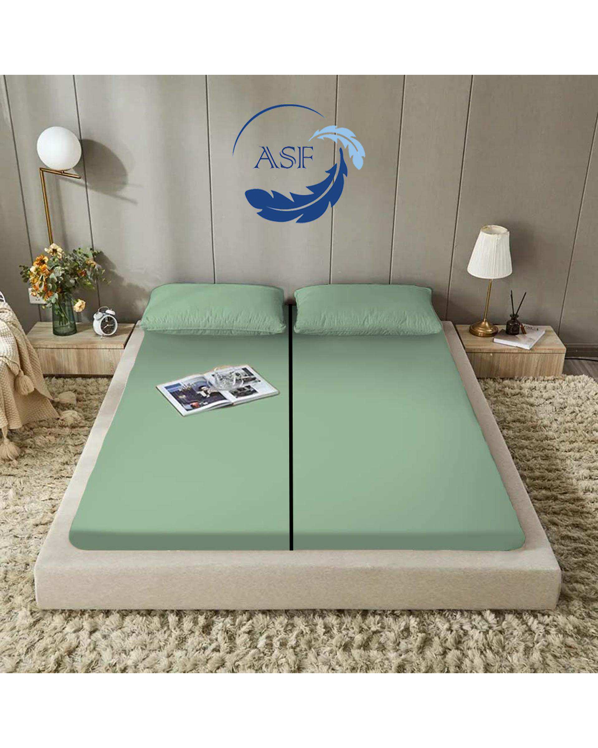 تشک ژاپنی طبی دو نفره سایز 180*200 سبز روشن ای اس اف ASF مدل ZENTO Max به همراه روبالشی