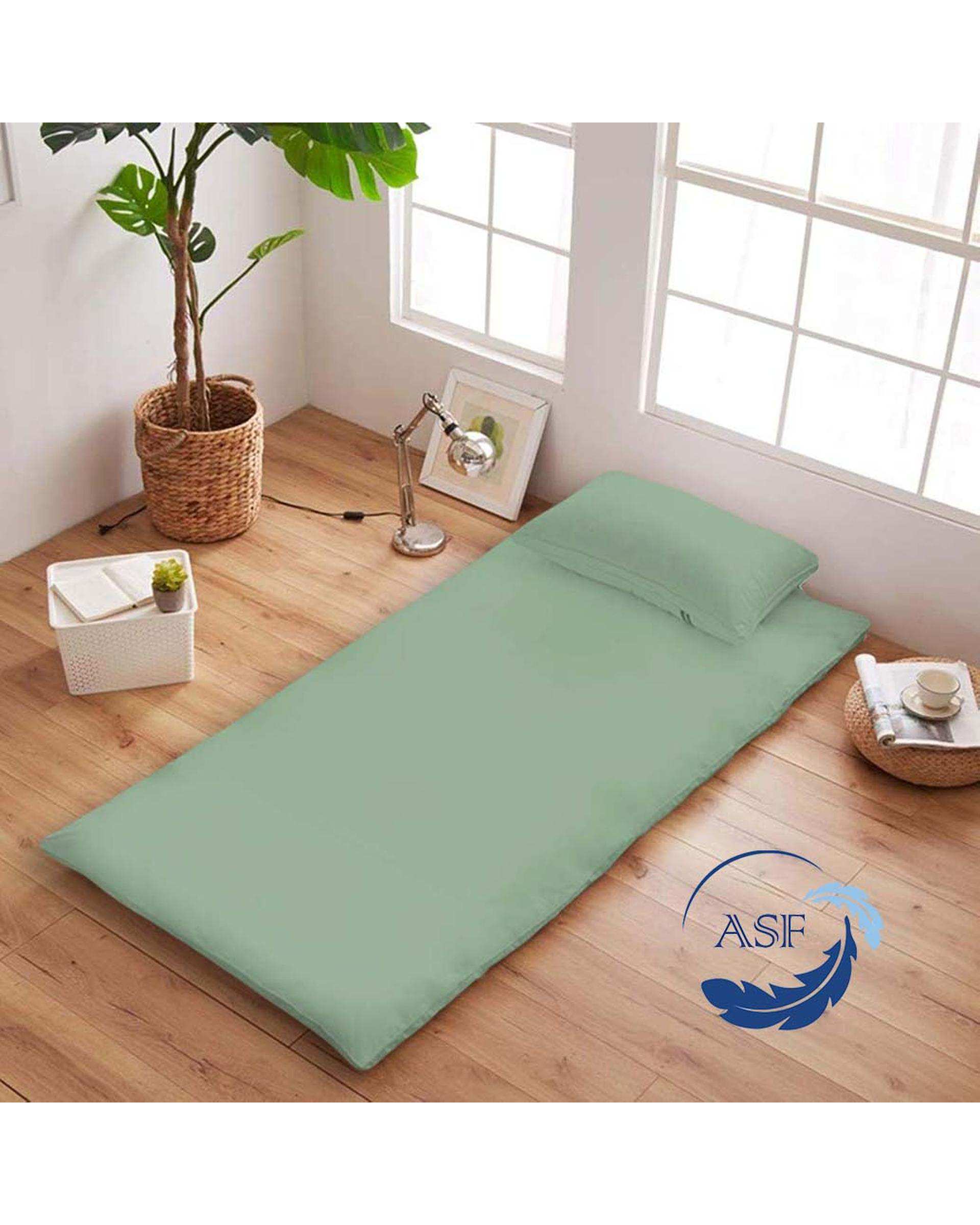 تشک ژاپنی طبی دو نفره سایز 180*200 سبز روشن ای اس اف ASF مدل ZENTO Max به همراه روبالشی