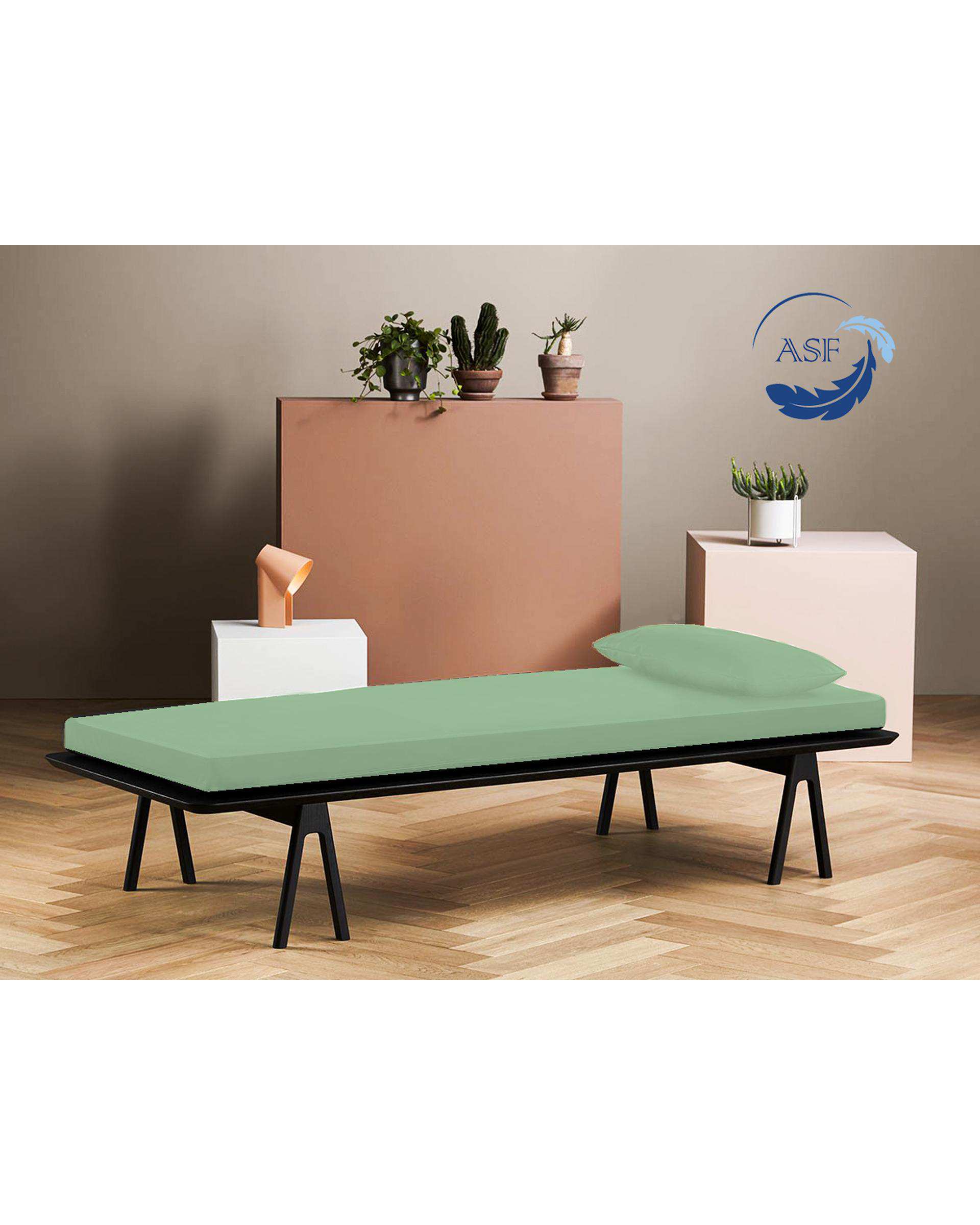 تشک ژاپنی طبی دو نفره سایز 180*200 سبز روشن ای اس اف ASF مدل ZENTO Max به همراه روبالشی