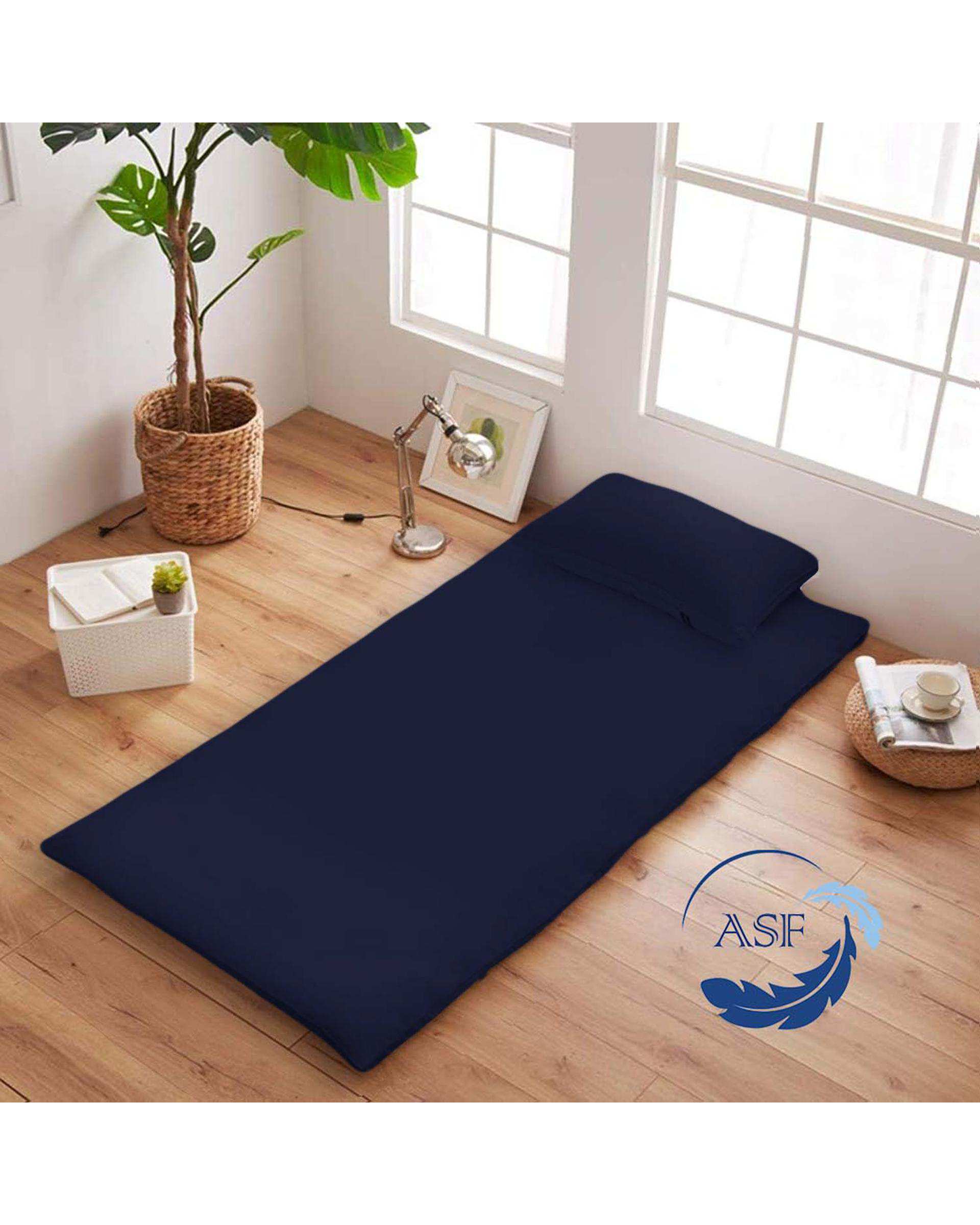 تشک ژاپنی طبی دو نفره سایز 180*200 سرمه ای ای اس اف ASF مدل ZENTO Max به همراه روبالشی