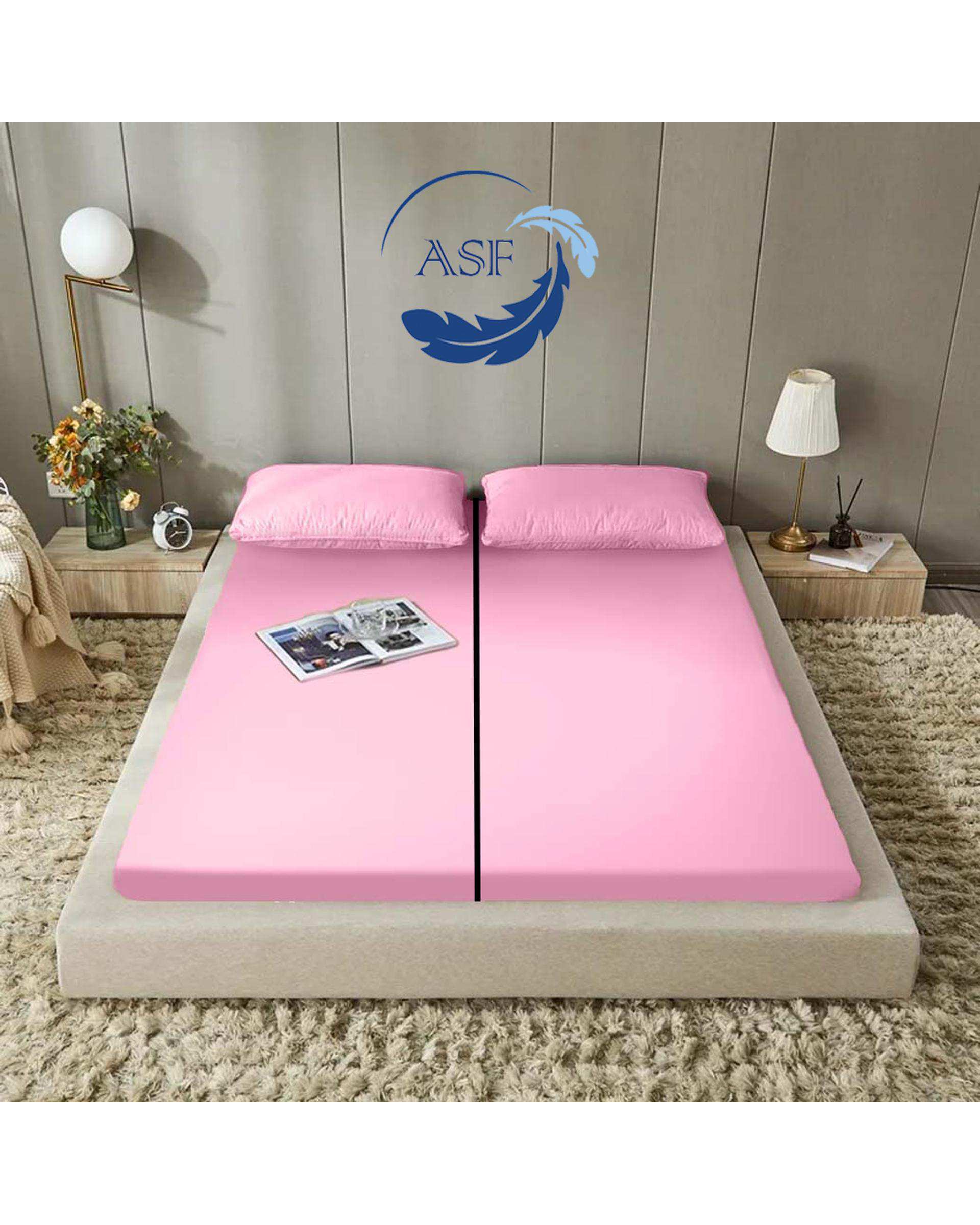 تشک ژاپنی طبی دو نفره سایز 180*200 صورتی ای اس اف ASF مدل ZENTO Max به همراه روبالشی