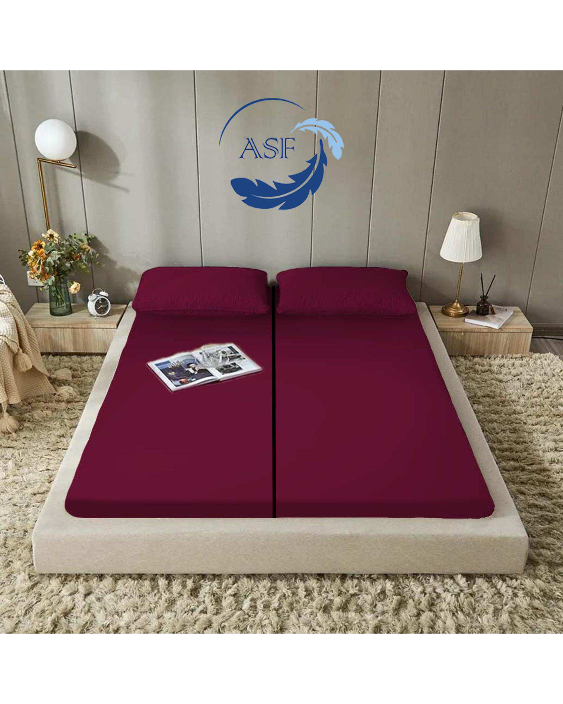 تشک ژاپنی طبی دو نفره سایز 180*200 زرشکی ای اس اف ASF مدل ZENTO Max به همراه روبالشی