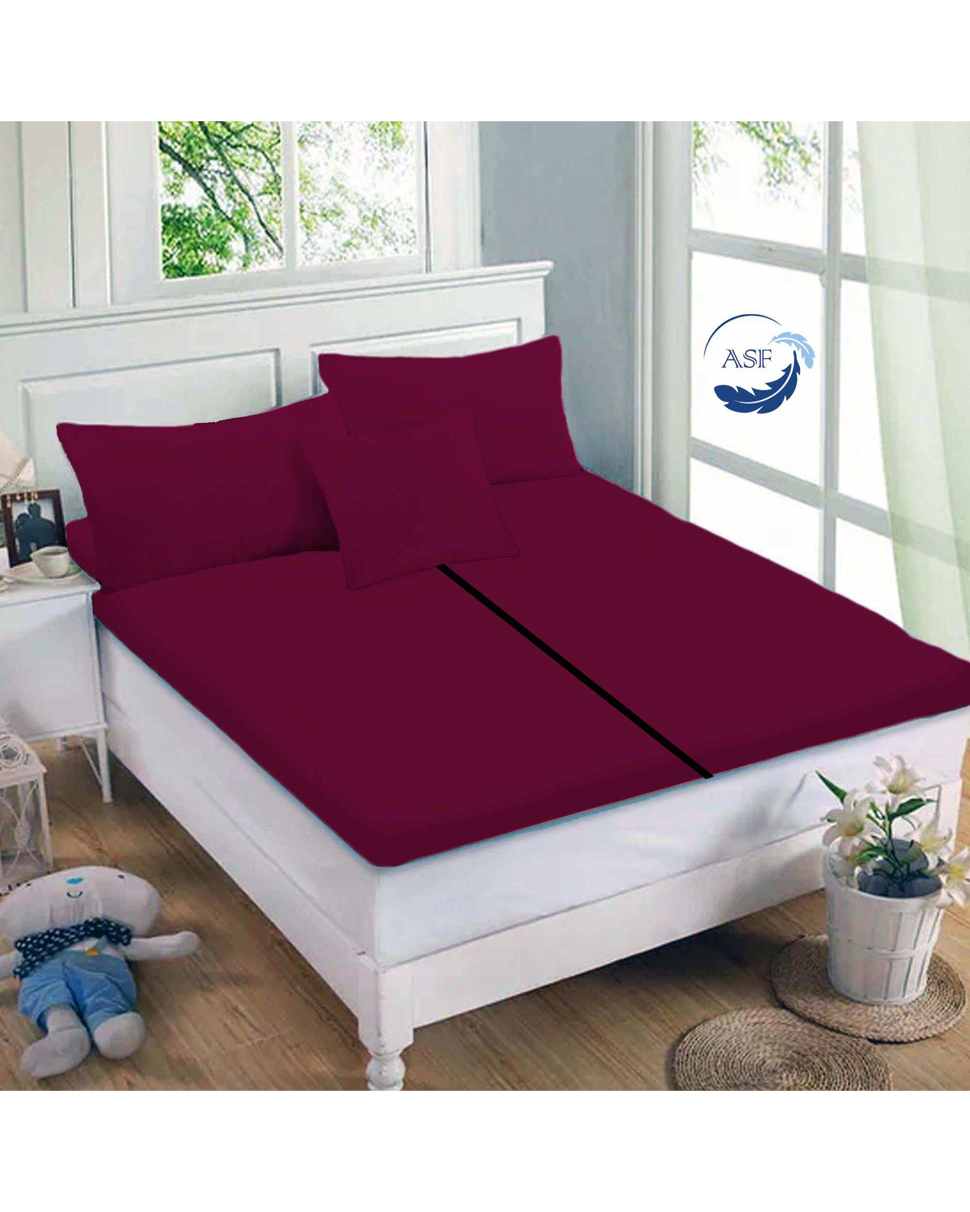 تشک تاپر فوم طبی دو نفره سایز 160*200 زرشکی ای اس اف ASF مدل LUMO به همراه روبالشی