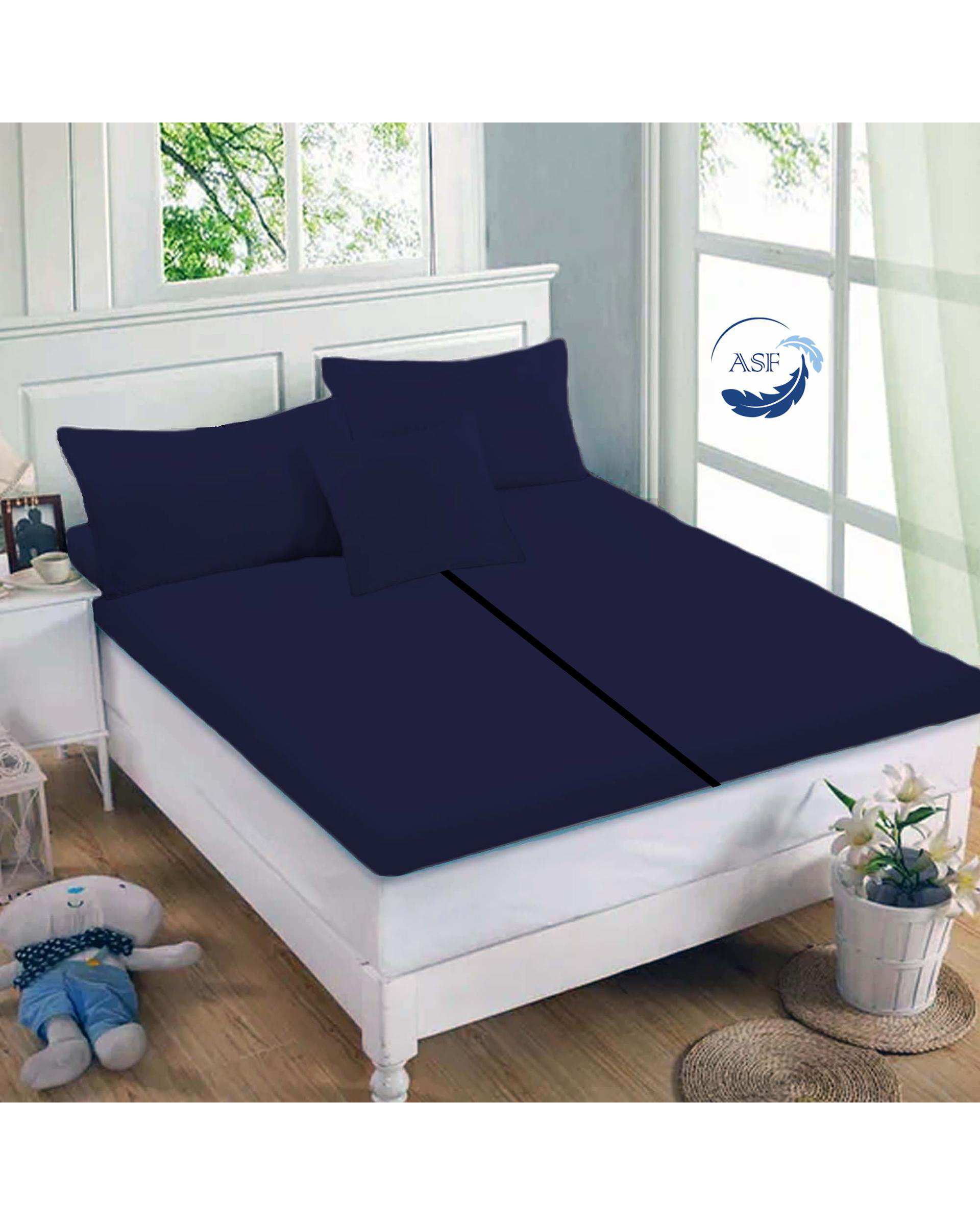 تشک تاپر فوم طبی دو نفره سایز 160*200 سرمه ای ای اس اف ASF مدل LUMO Max به همراه روبالشی