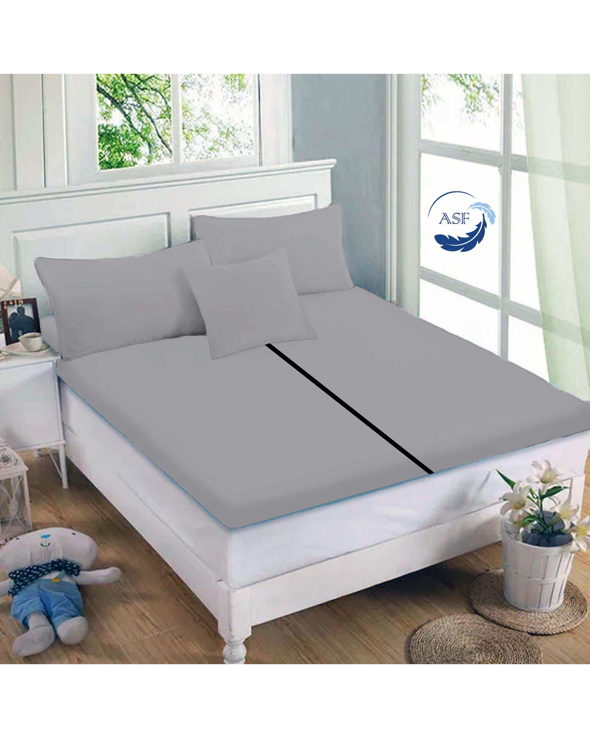 تشک تاپر فوم طبی دو نفره سایز 180*200 نقره ای ای اس اف ASF مدل LUMO به همراه روبالشی