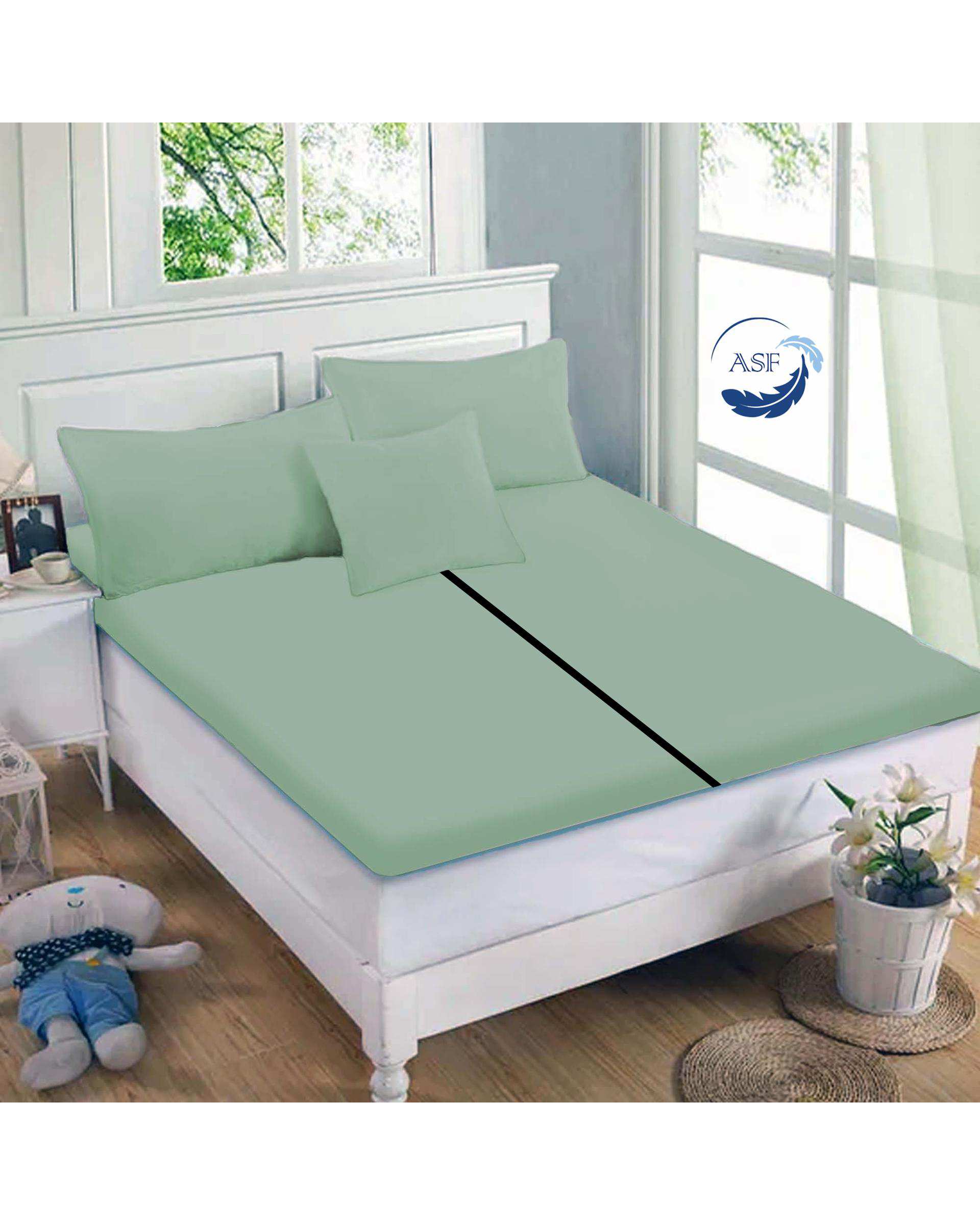 تشک تاپر فوم طبی دو نفره سایز 180*200 سبز روشن ای اس اف ASF مدل LUMO به همراه روبالشی