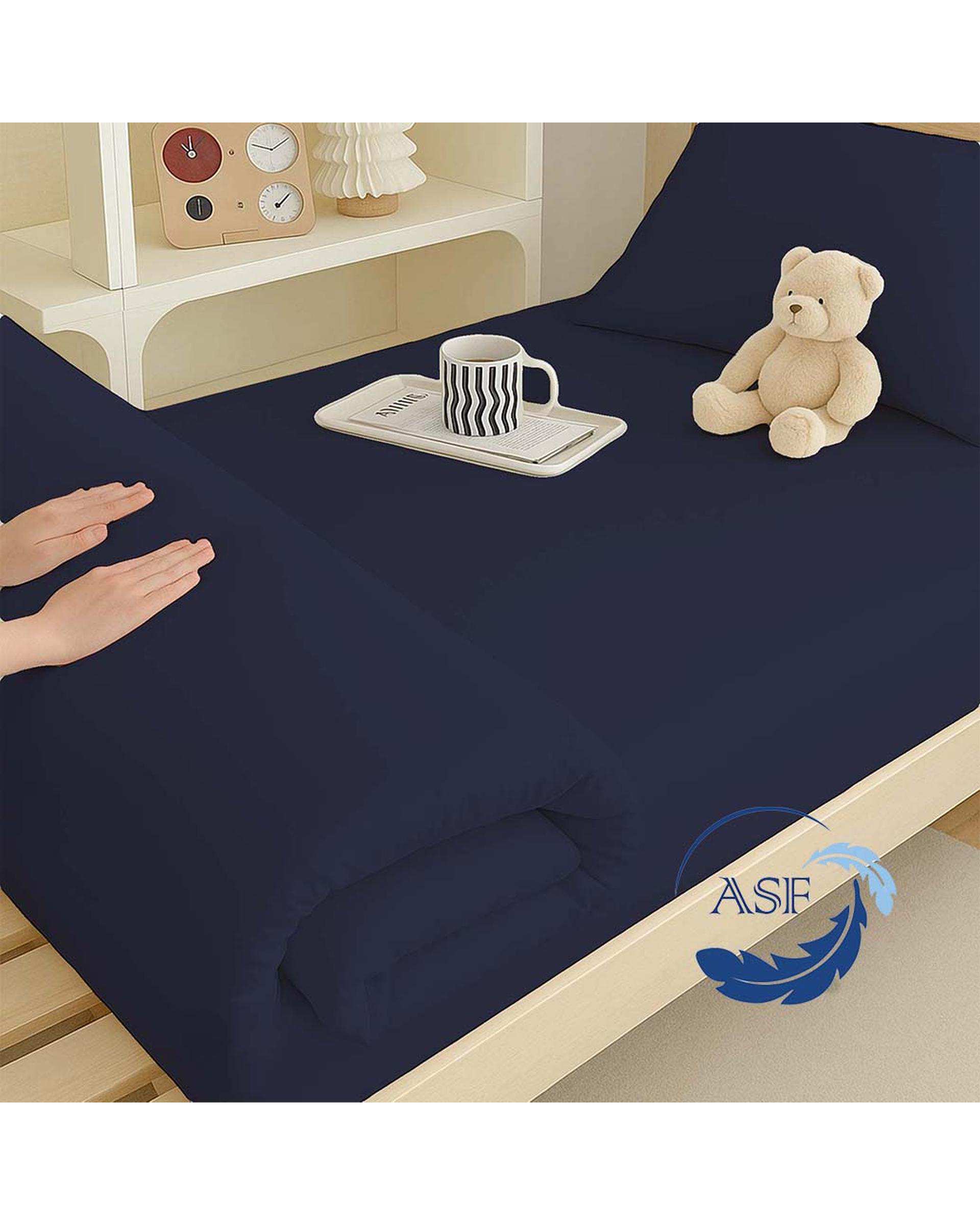 تشک تاپر فوم طبی دو نفره سایز 180*200 سرمه ای ای اس اف ASF مدل LUMO به همراه روبالشی