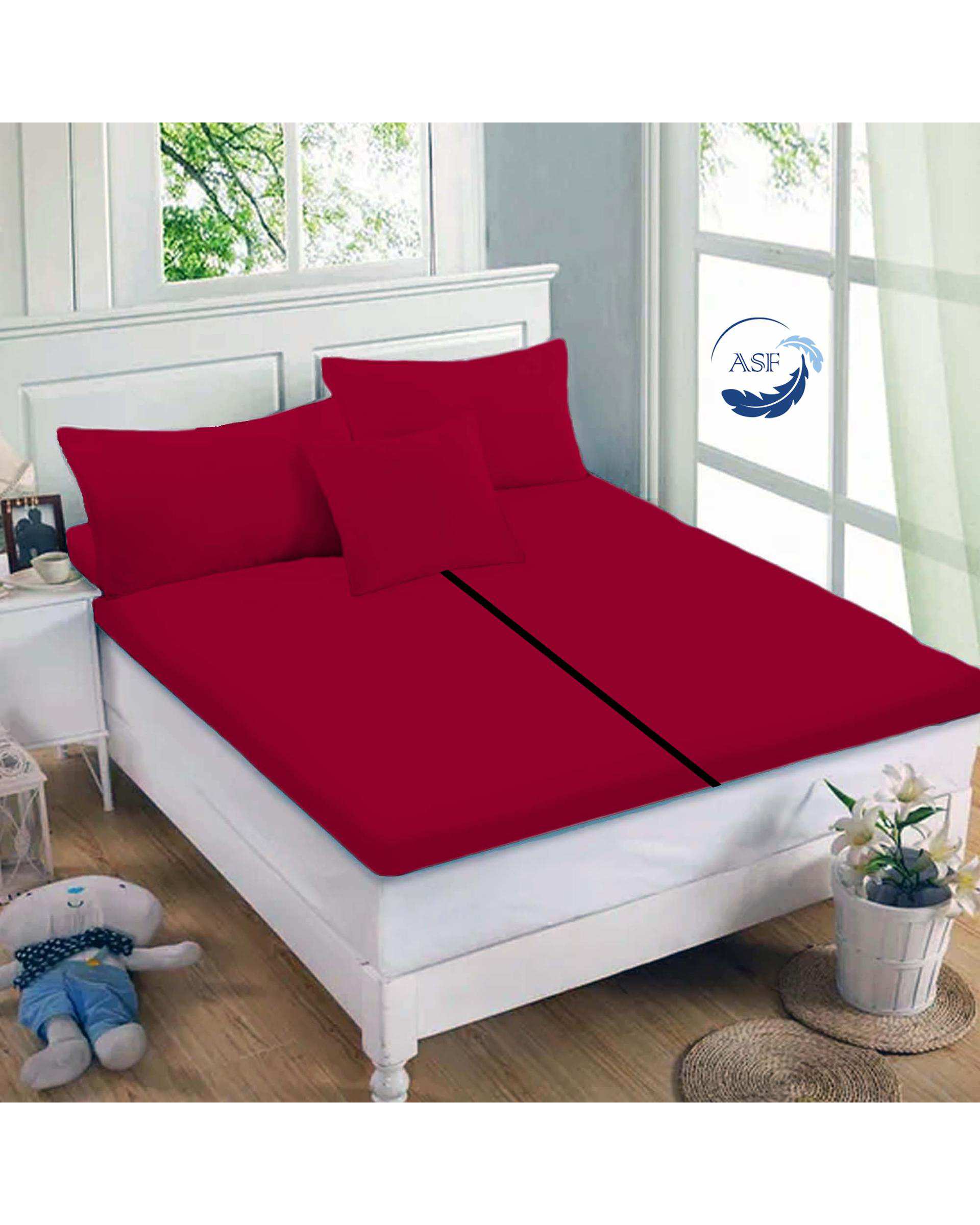 تشک تاپر فوم طبی دو نفره سایز 180*200 قرمز ای اس اف ASF مدل LUMO Max به همراه روبالشی