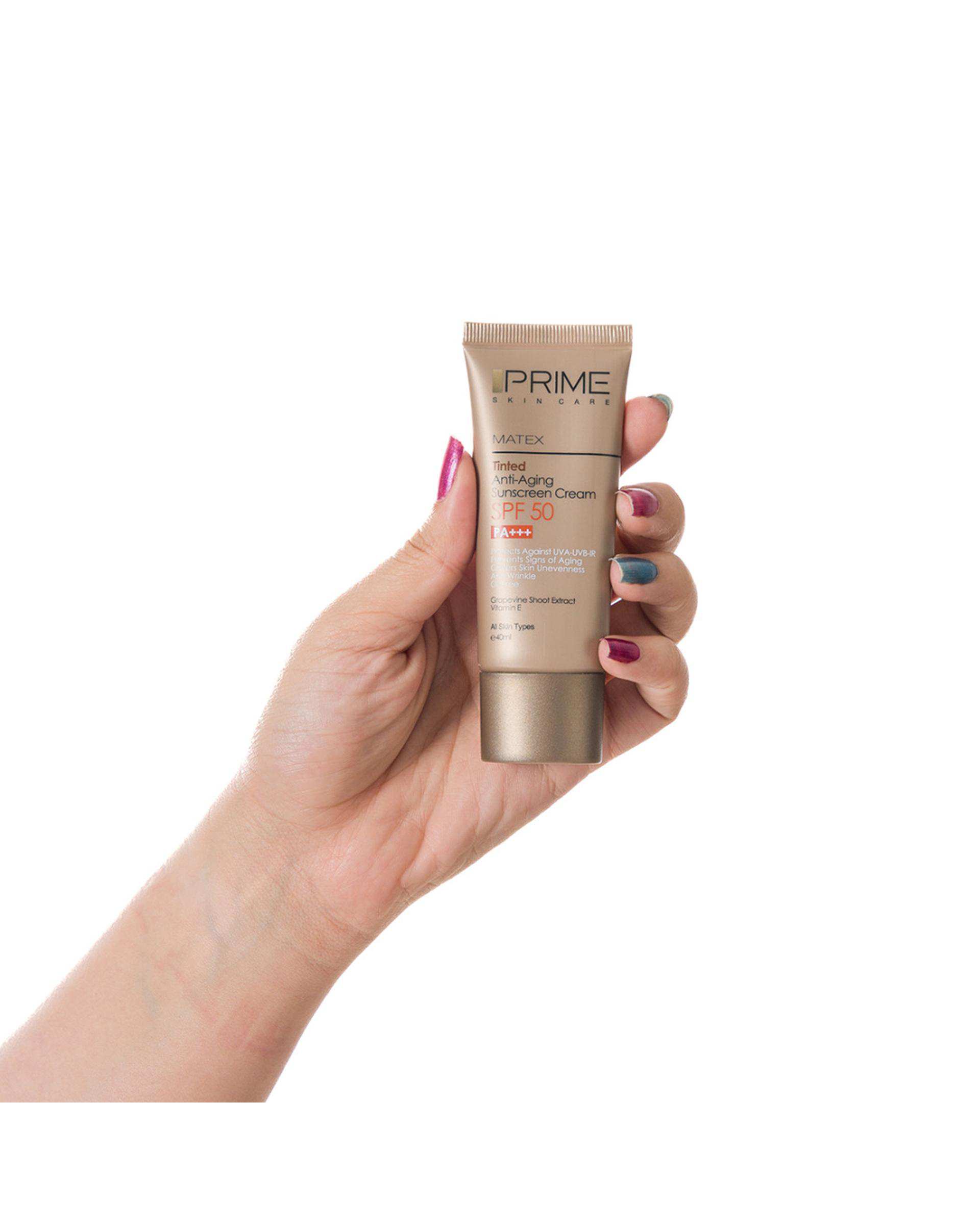کرم ضد آفتاب رنگی SPF50 جوان کننده پرایم Prime بژ طبیعی