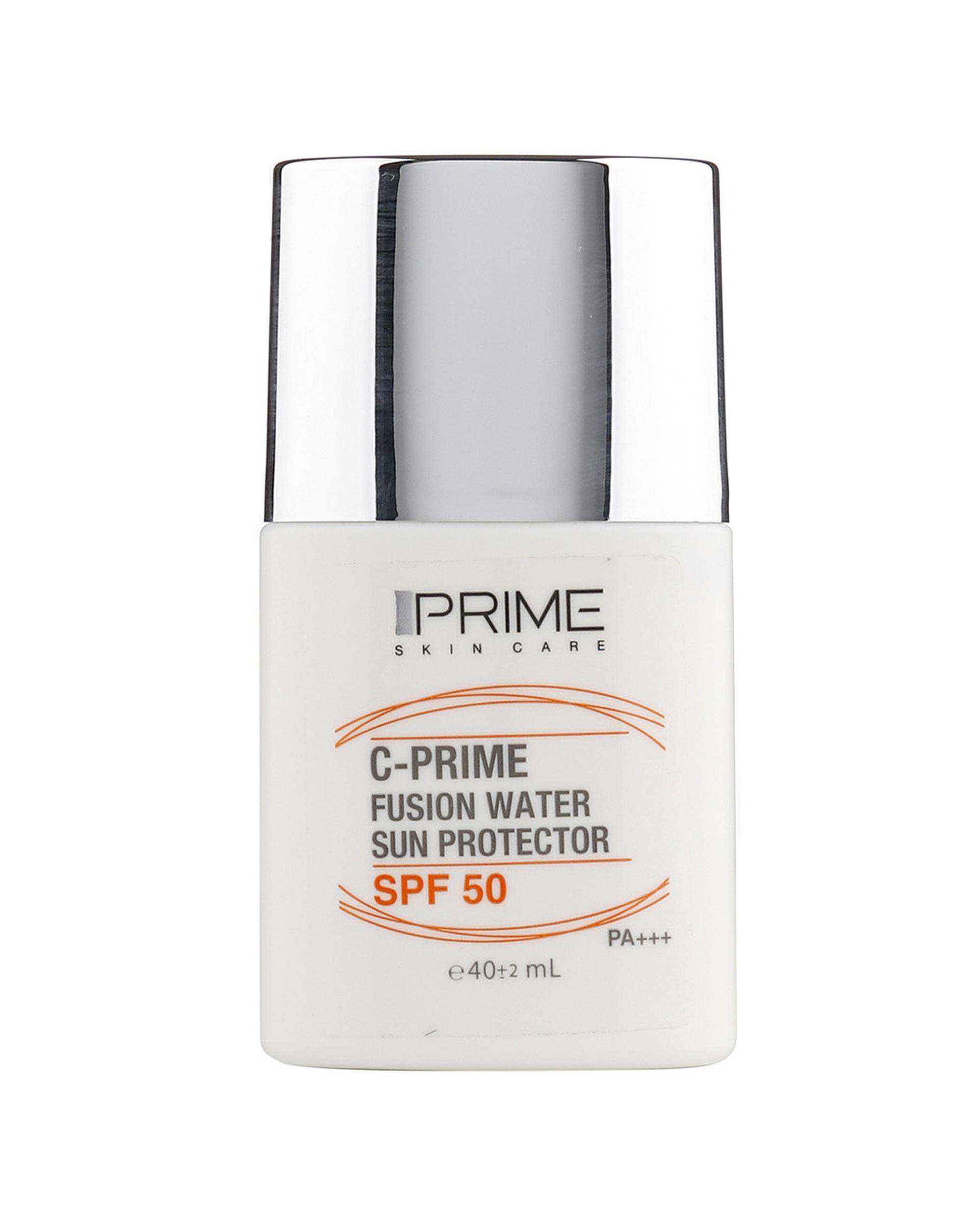 فلوئید ضد آفتاب SPF50 فیوژن واتر پرایم Prime مناسب انواع پوست حاوی ویتامین C حجم 40ml