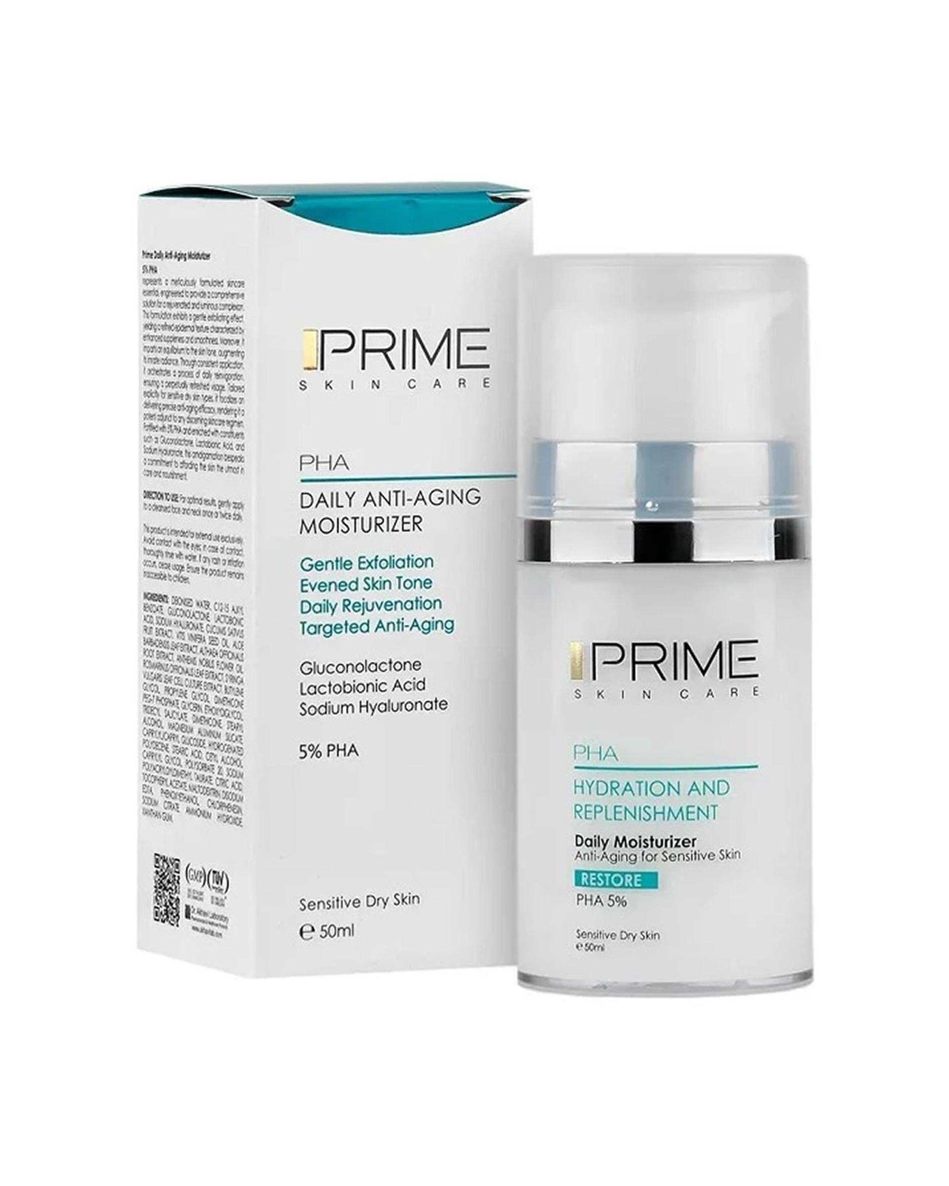 کرم بازسازی کننده و آبرسان صورت پرایم Prime حاوی PHA 5% حجم 50 میلی لیتر