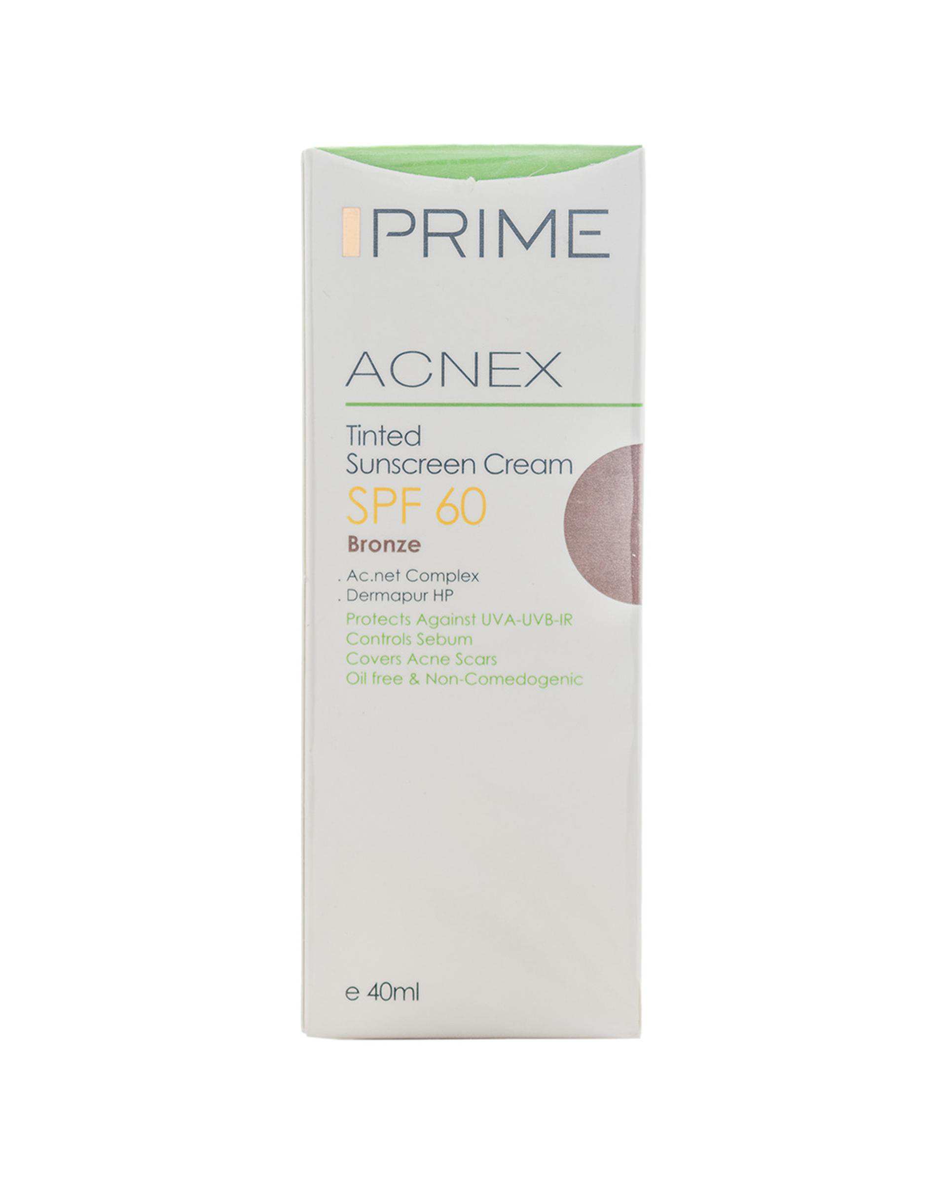 کرم ضد آفتاب رنگی SPF60 فاقد چربی پرایم Prime مناسب پوست چرب و مستعد جوش رنگ برنز