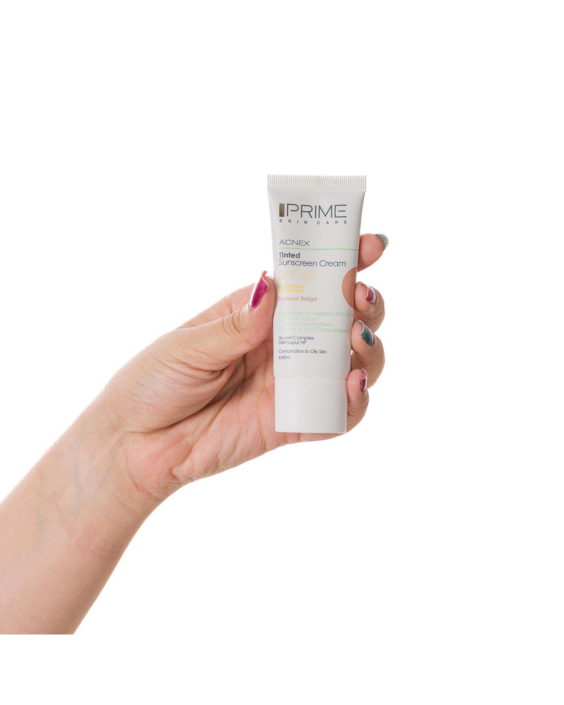 کرم ضد آفتاب رنگی SPF60 فاقد چربی پرایم Prime مناسب پوست چرب و مستعد جوش رنگ برنز