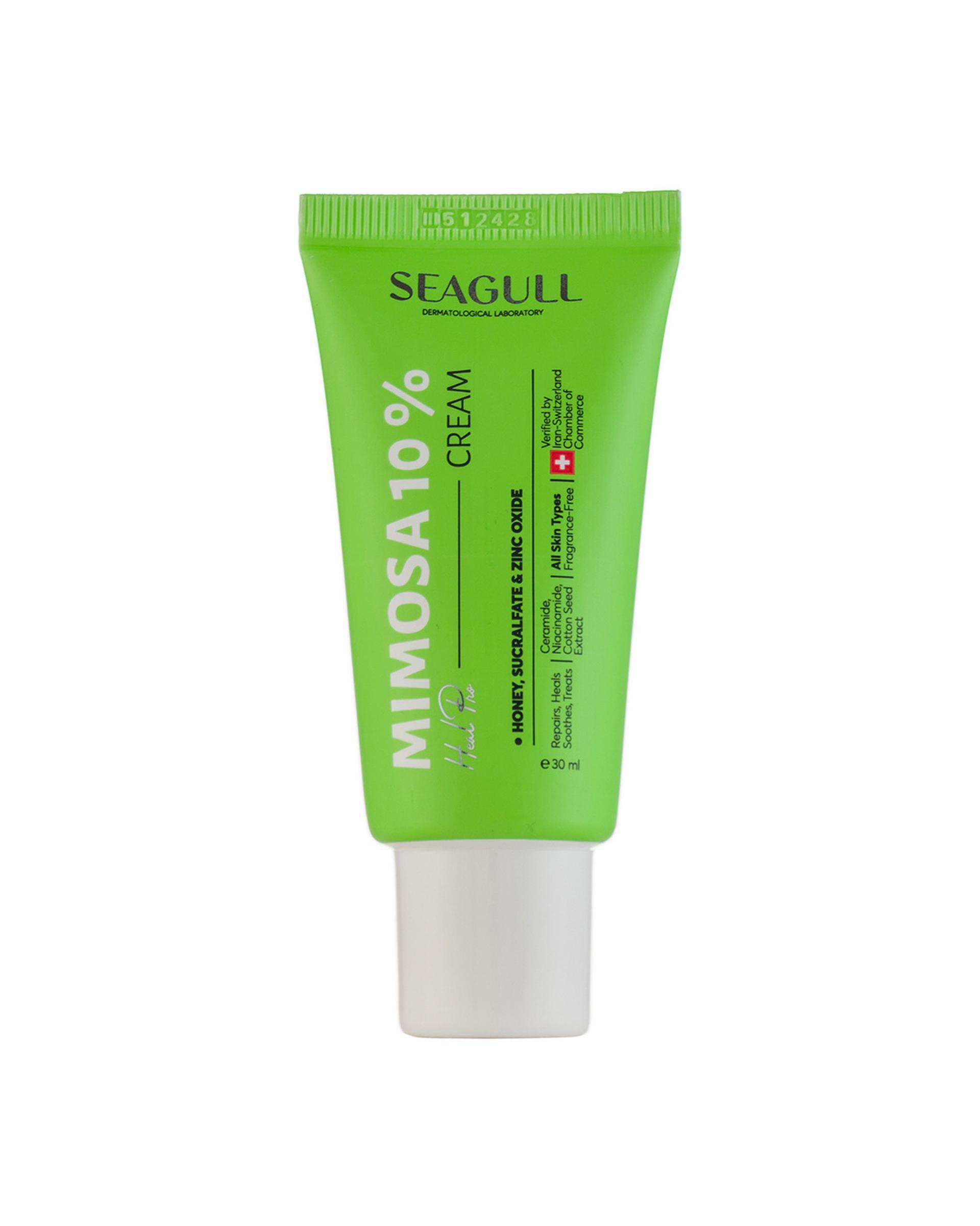 کرم بازسازی کننده پوست سی گل Seagull مدل Mimosa حاوی میموزا 10 درصد حجم 30ml