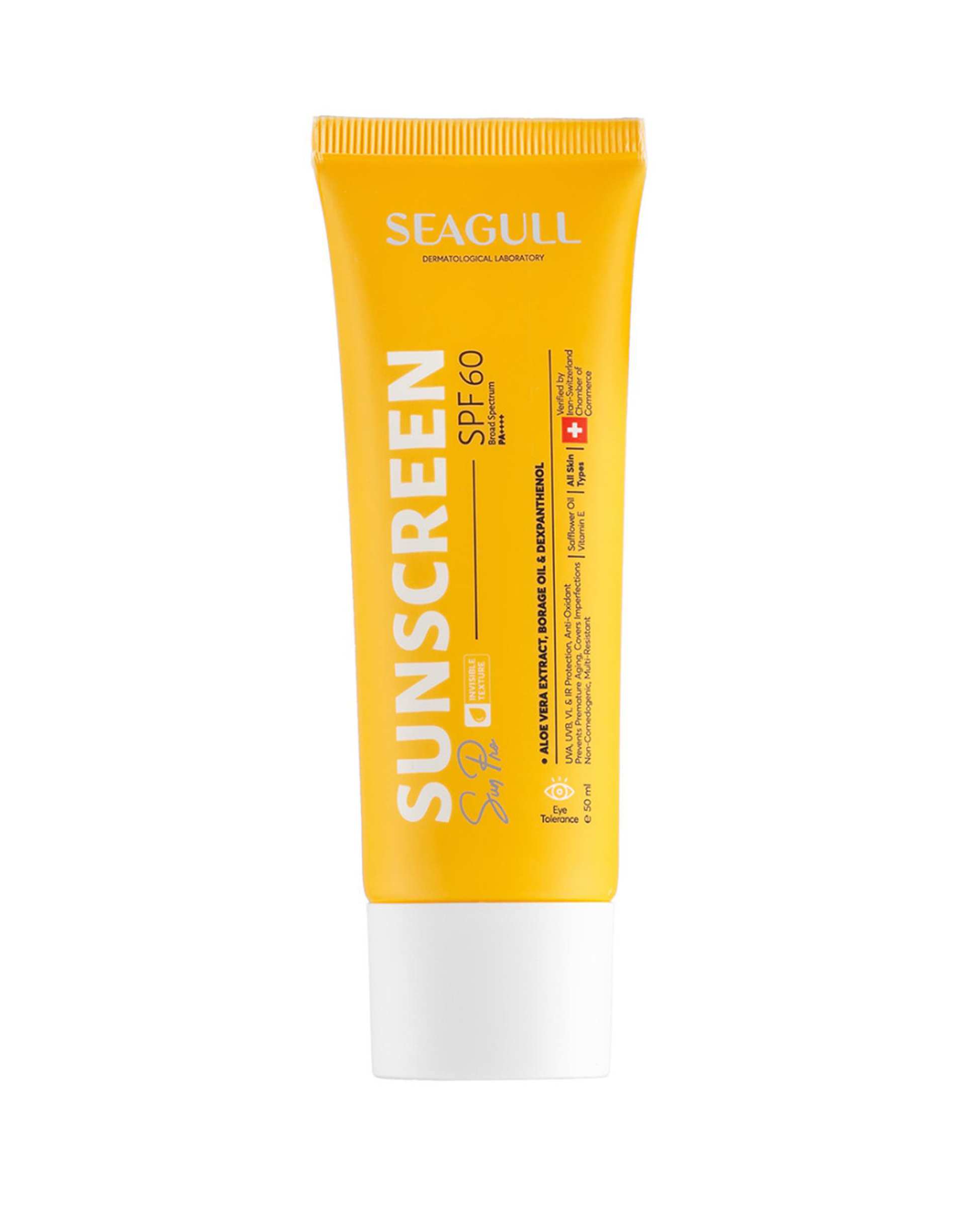 کرم ضد‌ آفتـاب بی رنگ SPF60 سی گل  Seagull حجم 50ml