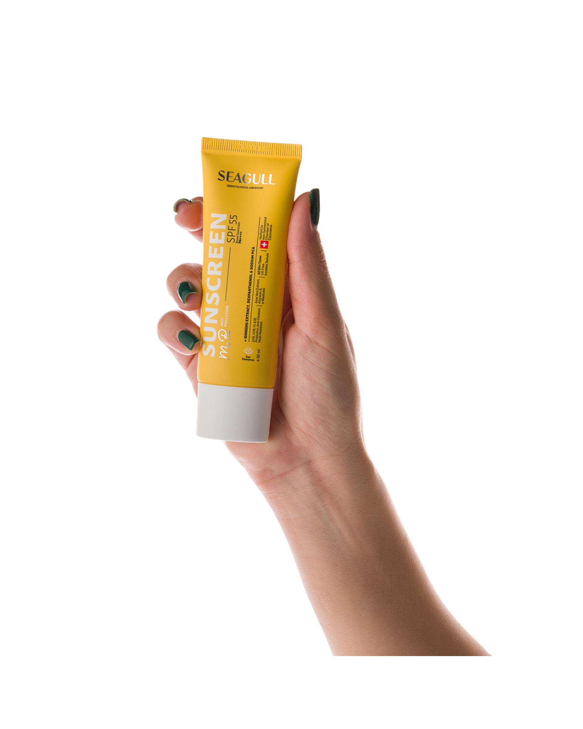 کرم ضد آفتاب بی رنگ مردانه SPF55 سی گل Seagull حجم 50ml