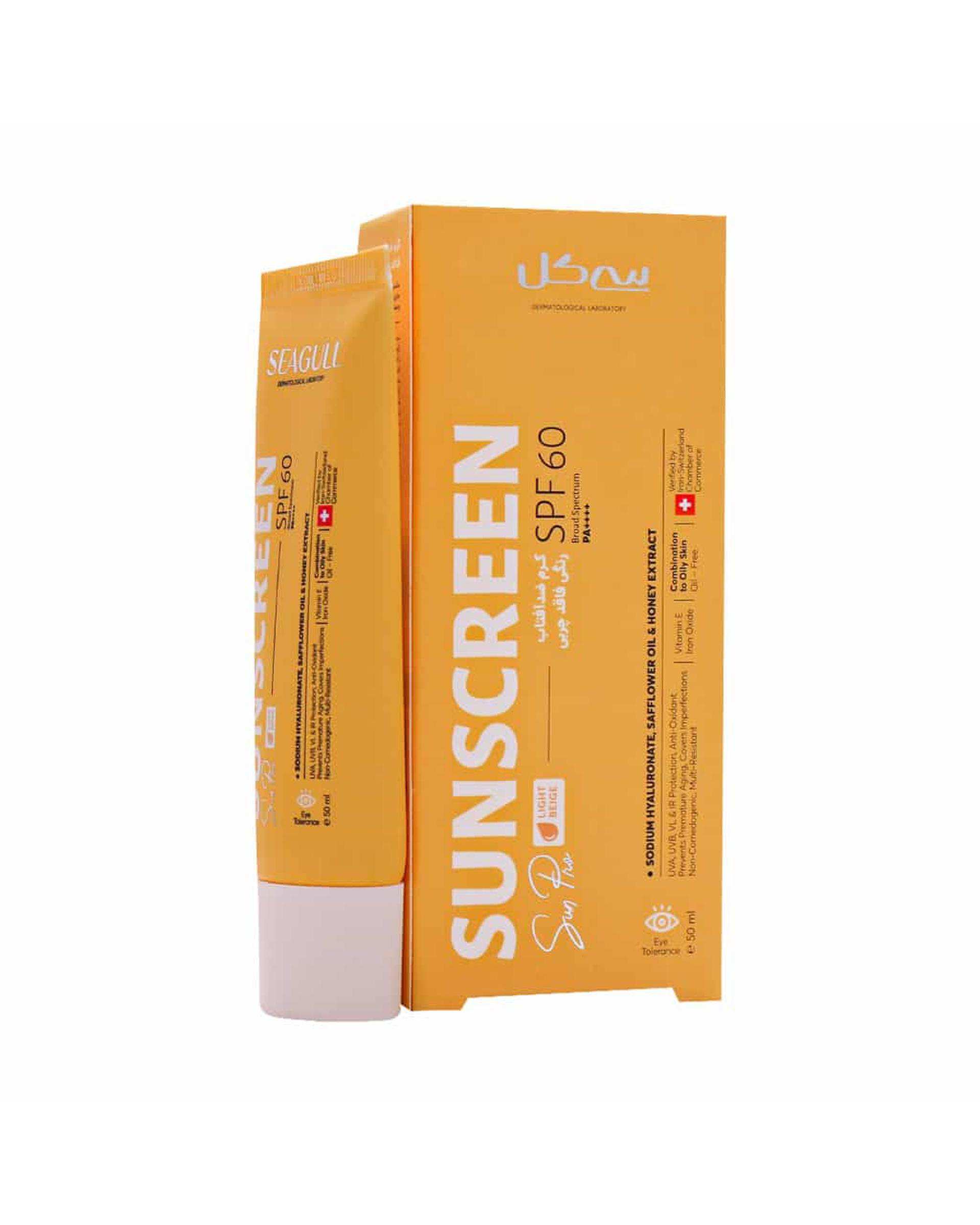 کرم ضد آفتاب رنگی SPF60 سی گل بژ روشن حجم 50ml