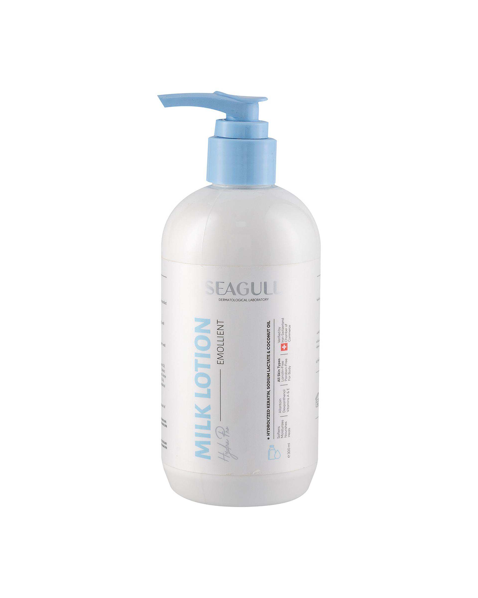 لوسیون نرم کننده بدن پمپی سی گل Seagull حاوی عصاره شیر حجم 300ml