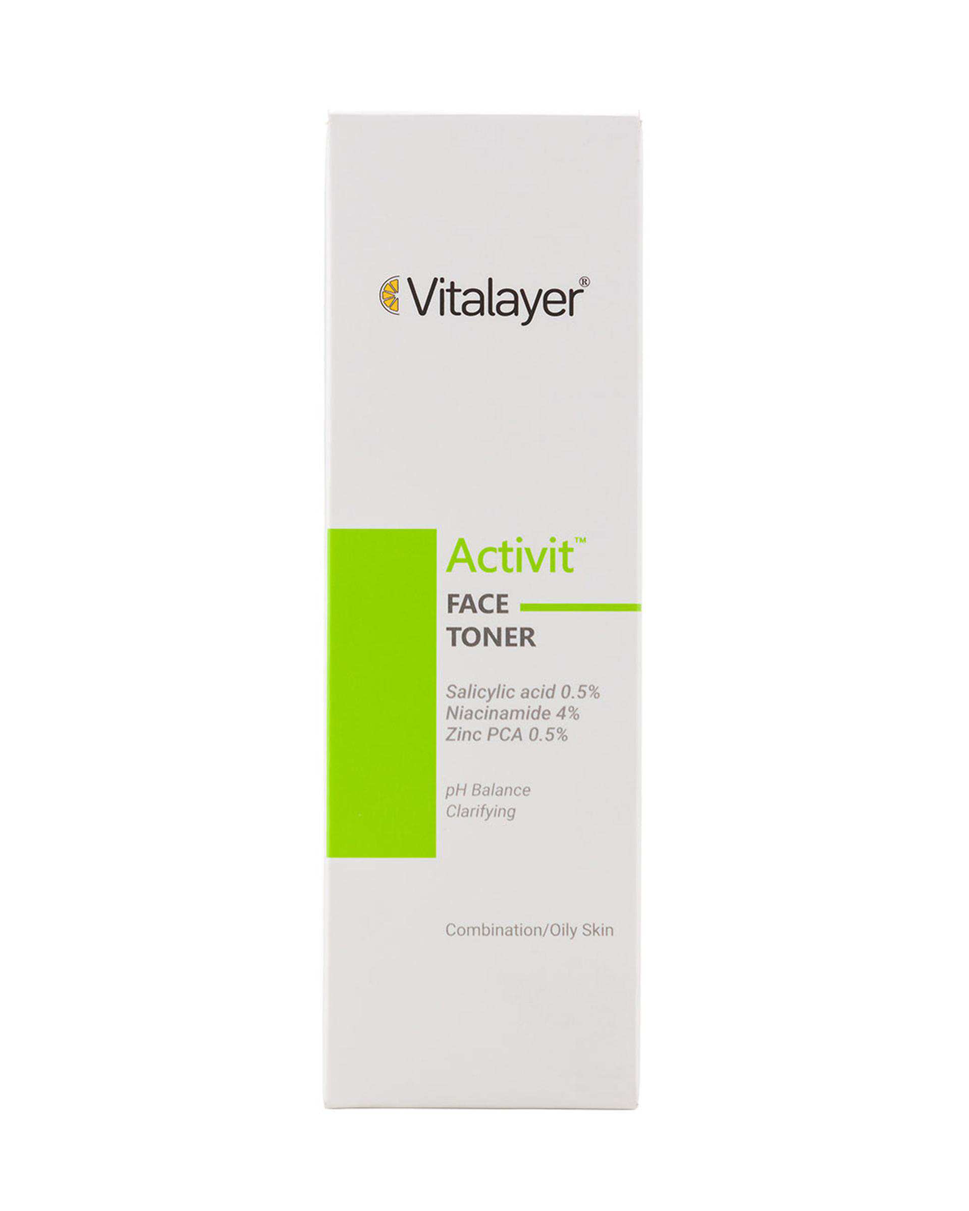تونر پاک کننده صورت ویتالیر Vitalayer مدل اکتی ویت Activit مناسب پوست چرب 200ml