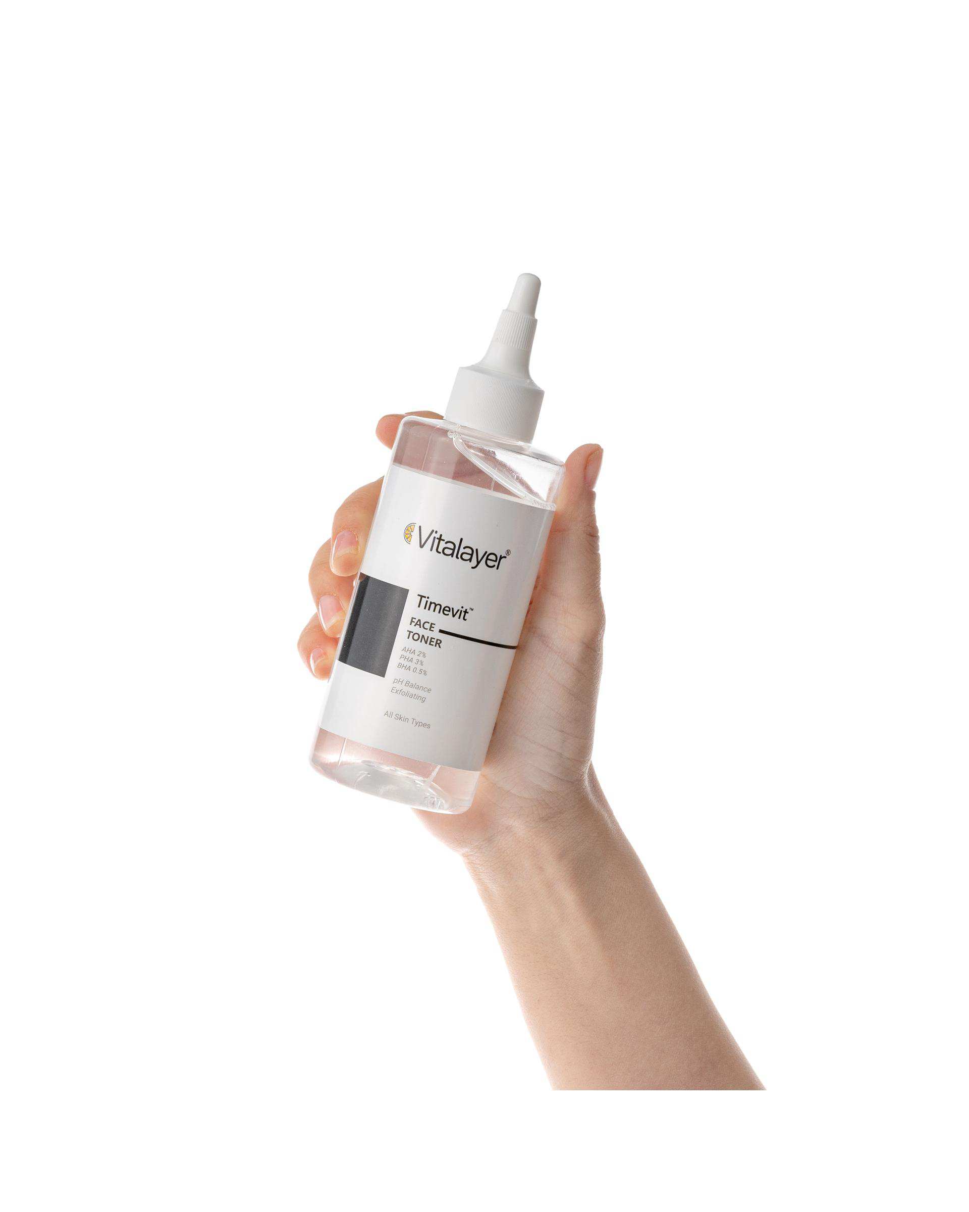 تونر صورت ویتالیر Vitalayer مدل Timevit مناسب انواع پوست حجم 200ml