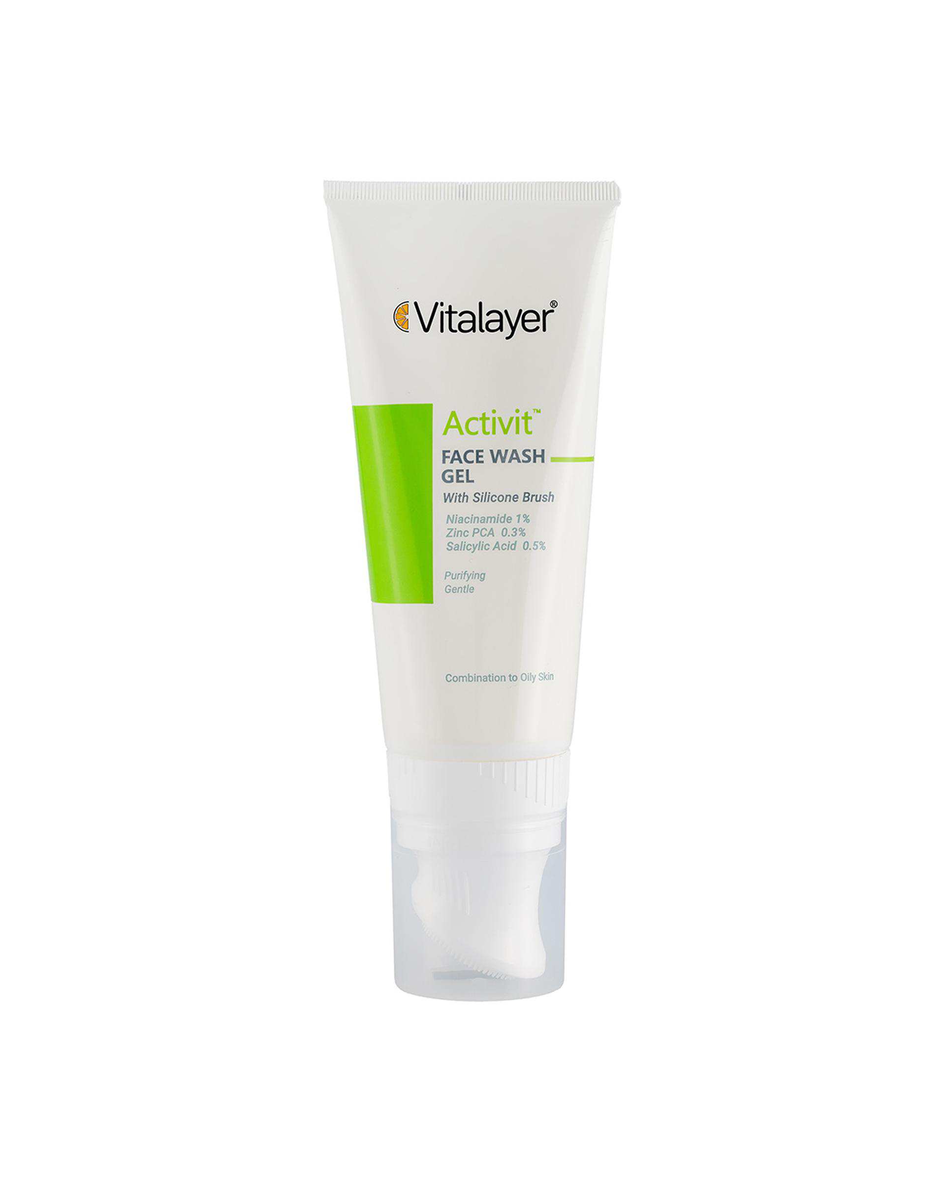 ژل شستشوی صورت ویتالیر Vitalayer مدل اکتی ویت مناسب پوست چرب 200ml