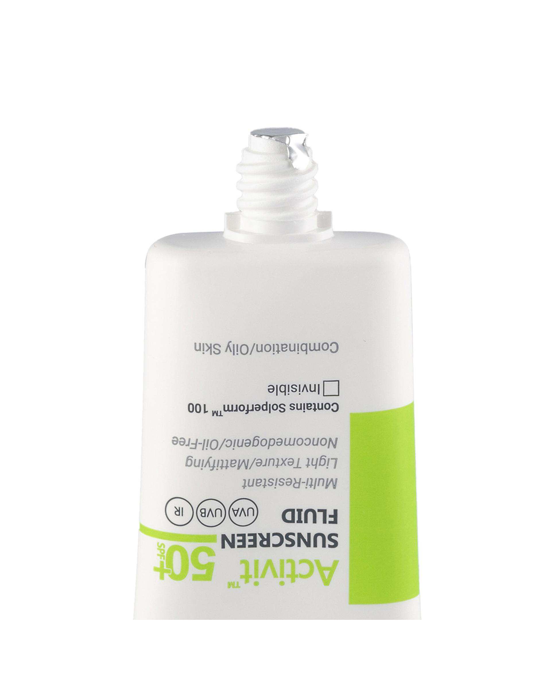 فلوئید ضد آفتاب بی رنگ SPF50 ویتالیر Vitalayer مدل اکتیویت مناسب پوست چرب و مستعد جوش حجم 50ml