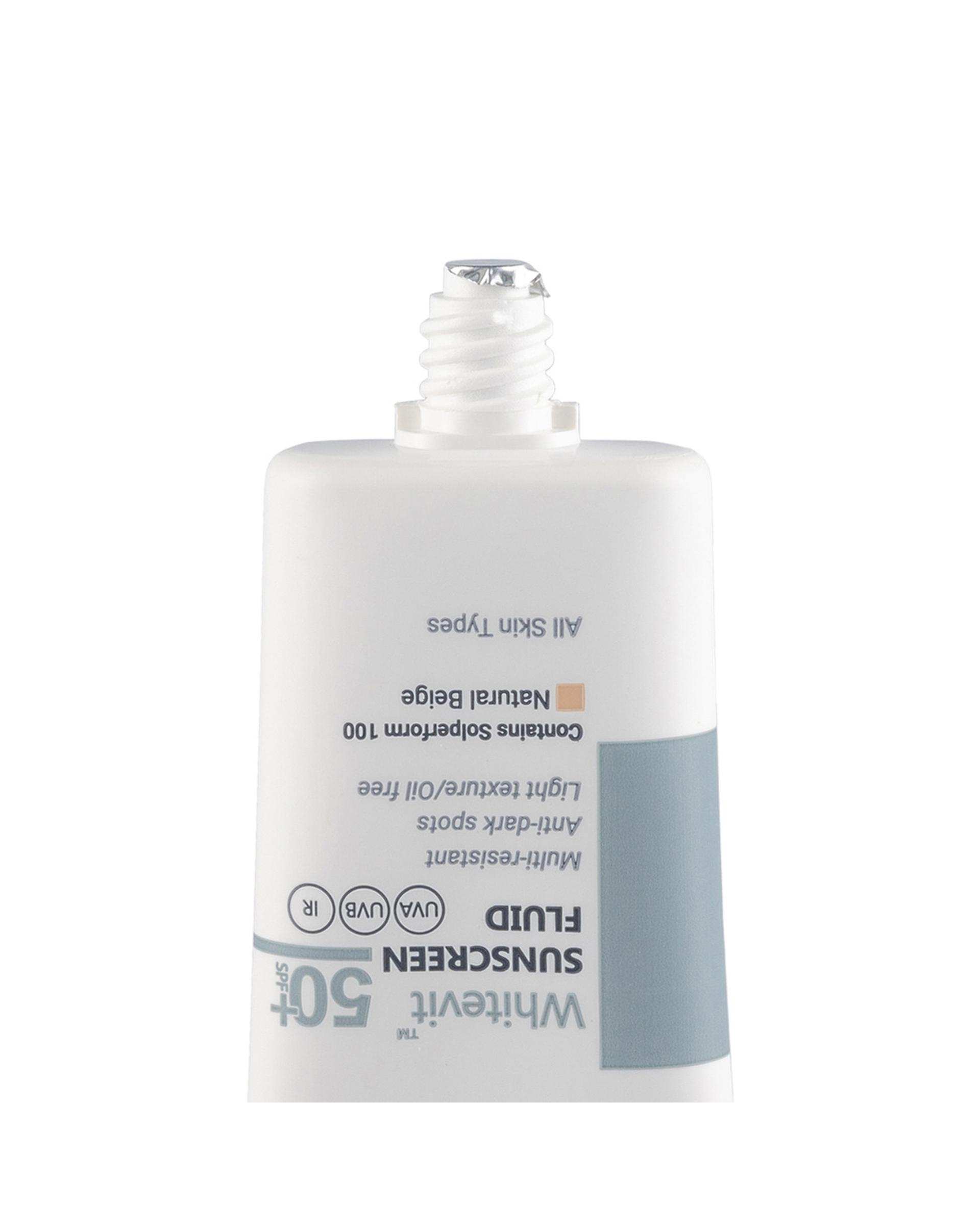 فلوئید ضد آفتاب رنگی SPF50 ویتالیر Vitalayer مدل وایت ویت بژ طبیعی حجم 50ml