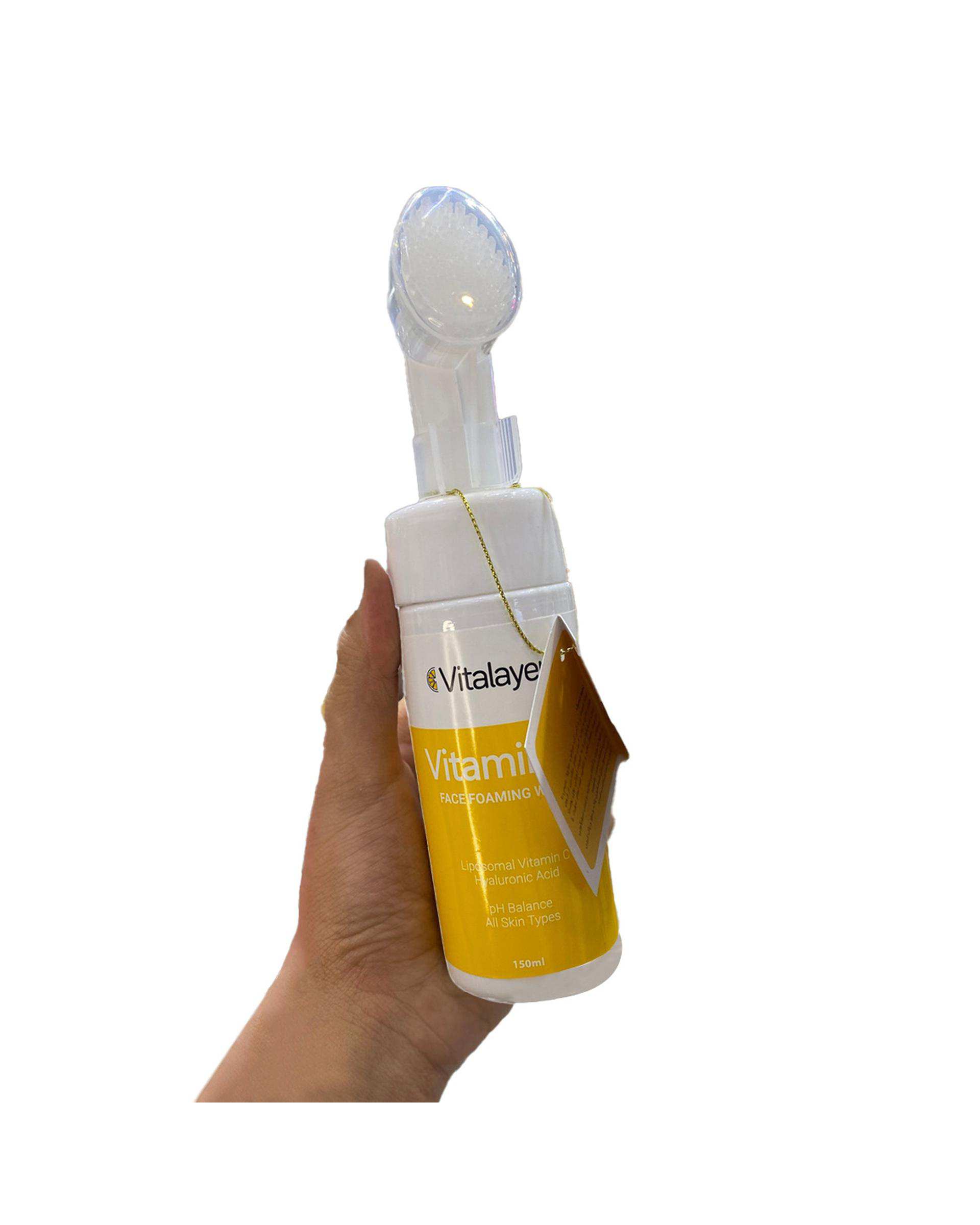 فوم شستشوی صورت ویتالیر Vitalayer حاوی ویتامین C و هیالورونیک اسید حجم 150ml