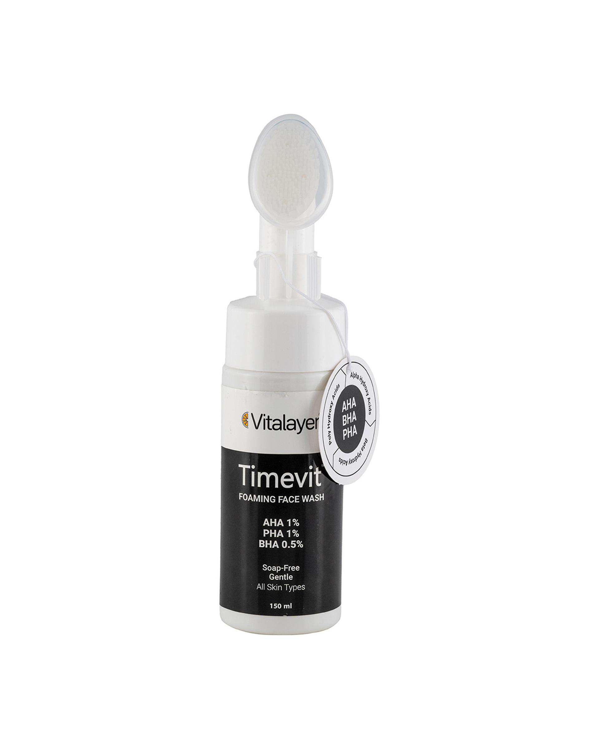 فوم شستشوی صورت ویتالیر Vitalayer مدل Timevit مناسب انواع پوست حجم 150ml