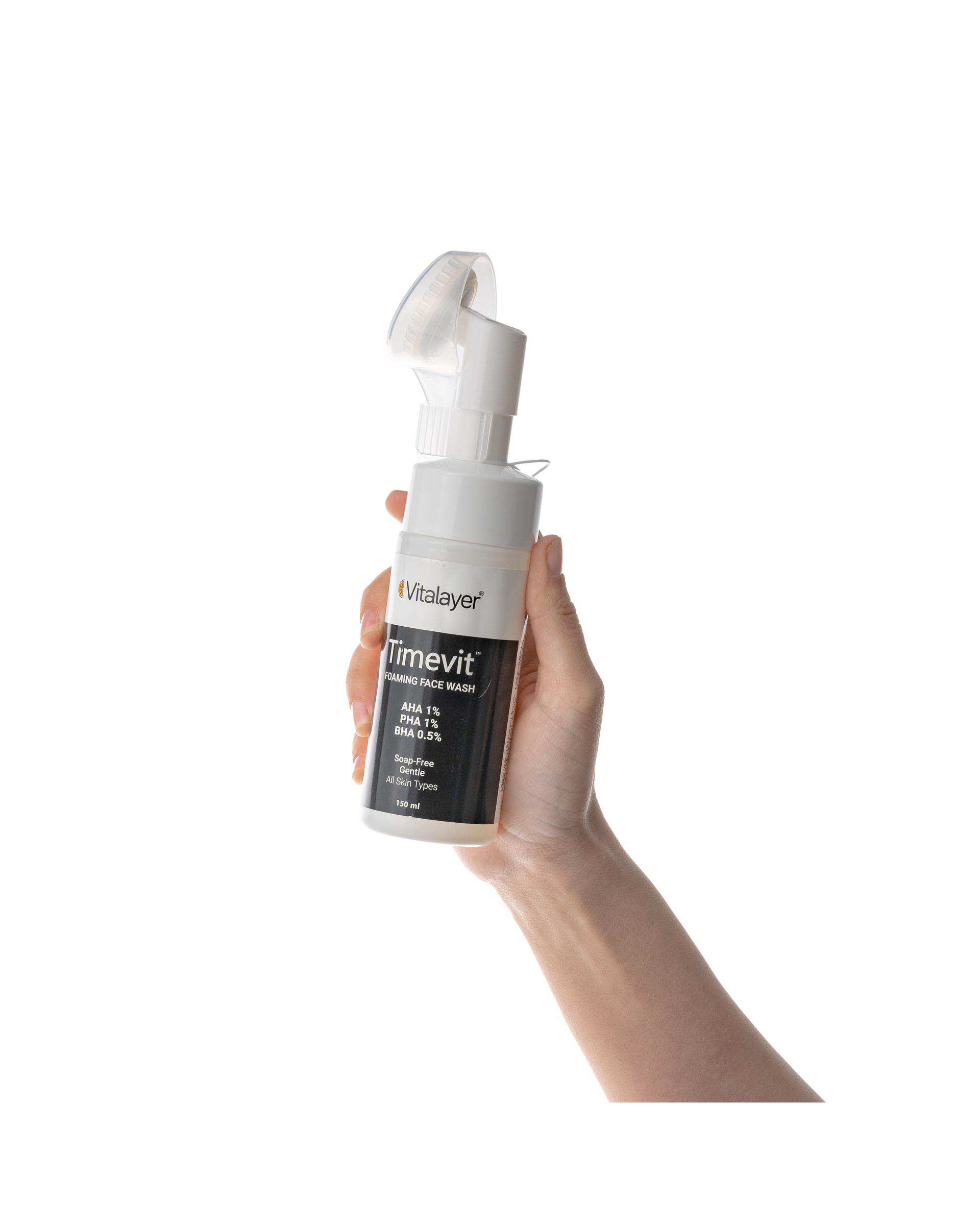 فوم شستشوی صورت ویتالیر Vitalayer مدل Timevit مناسب انواع پوست حجم 150ml