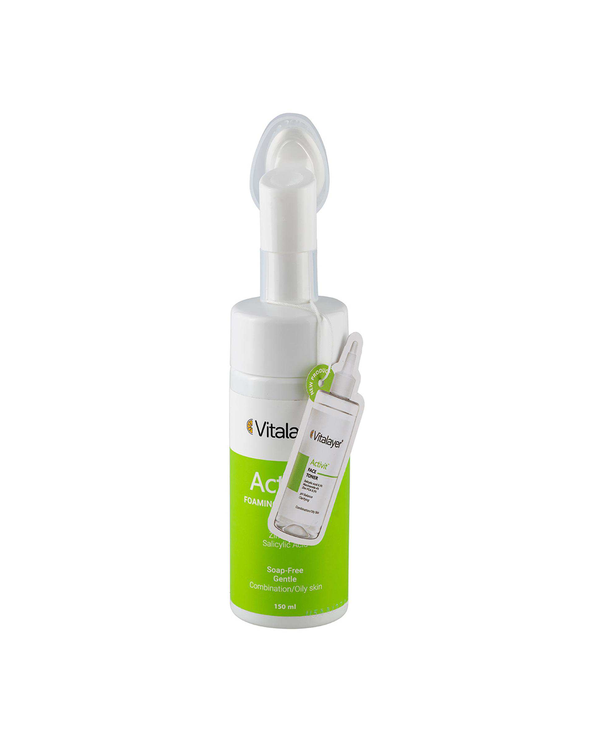 فوم شستشوی صورت ویتالیر Vitalayer مدل اکتی ویت مناسب پوست چرب 150ml