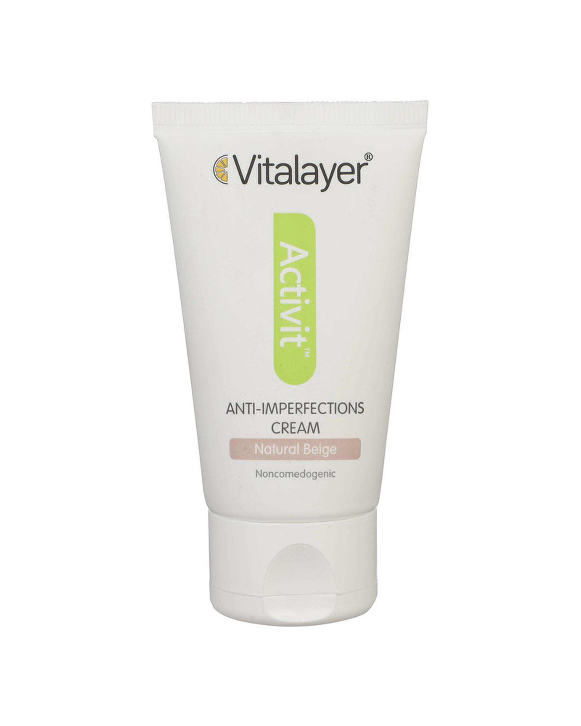 کرم ضد جوش رنگی ویتالیر Vitalayer مناسب پوست های چرب بژ طبیعی 40ml