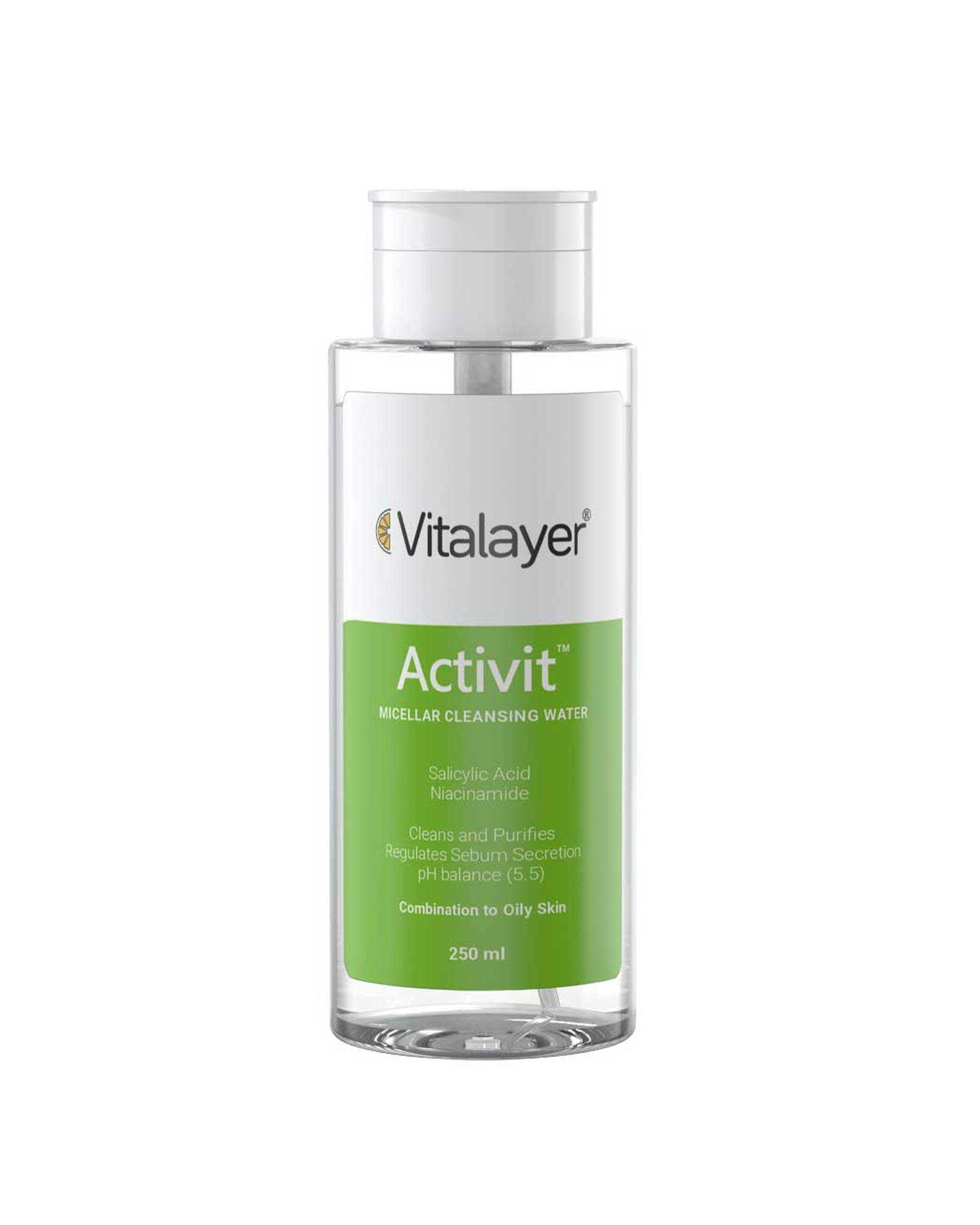 میسلار واتر ویتالیر مدل Activit مناسب پوست چرب حجم 250ml
