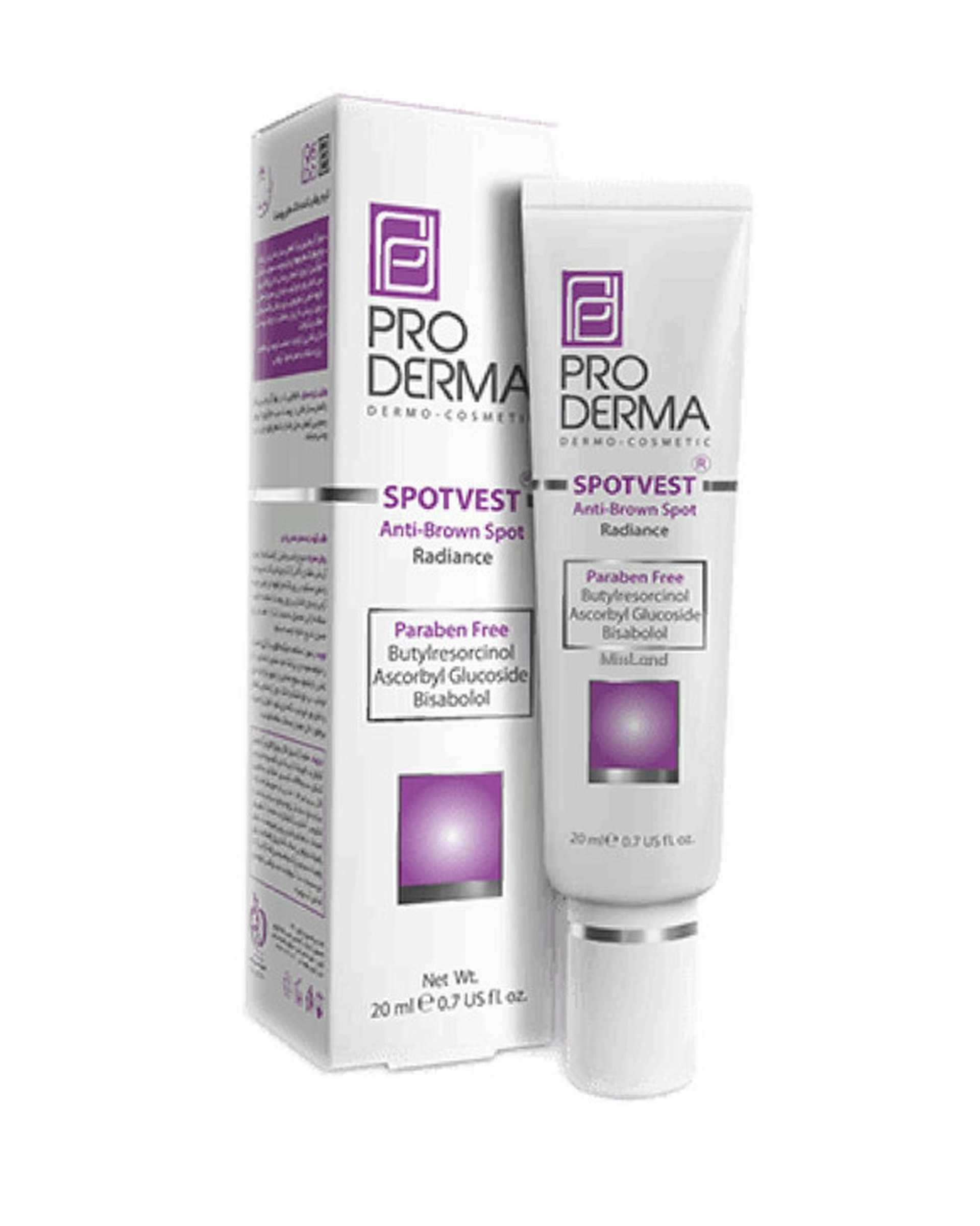 کرم روشن کننده و ضد لک صورت اسپات وست پرودرما Proderma حجم 20ml