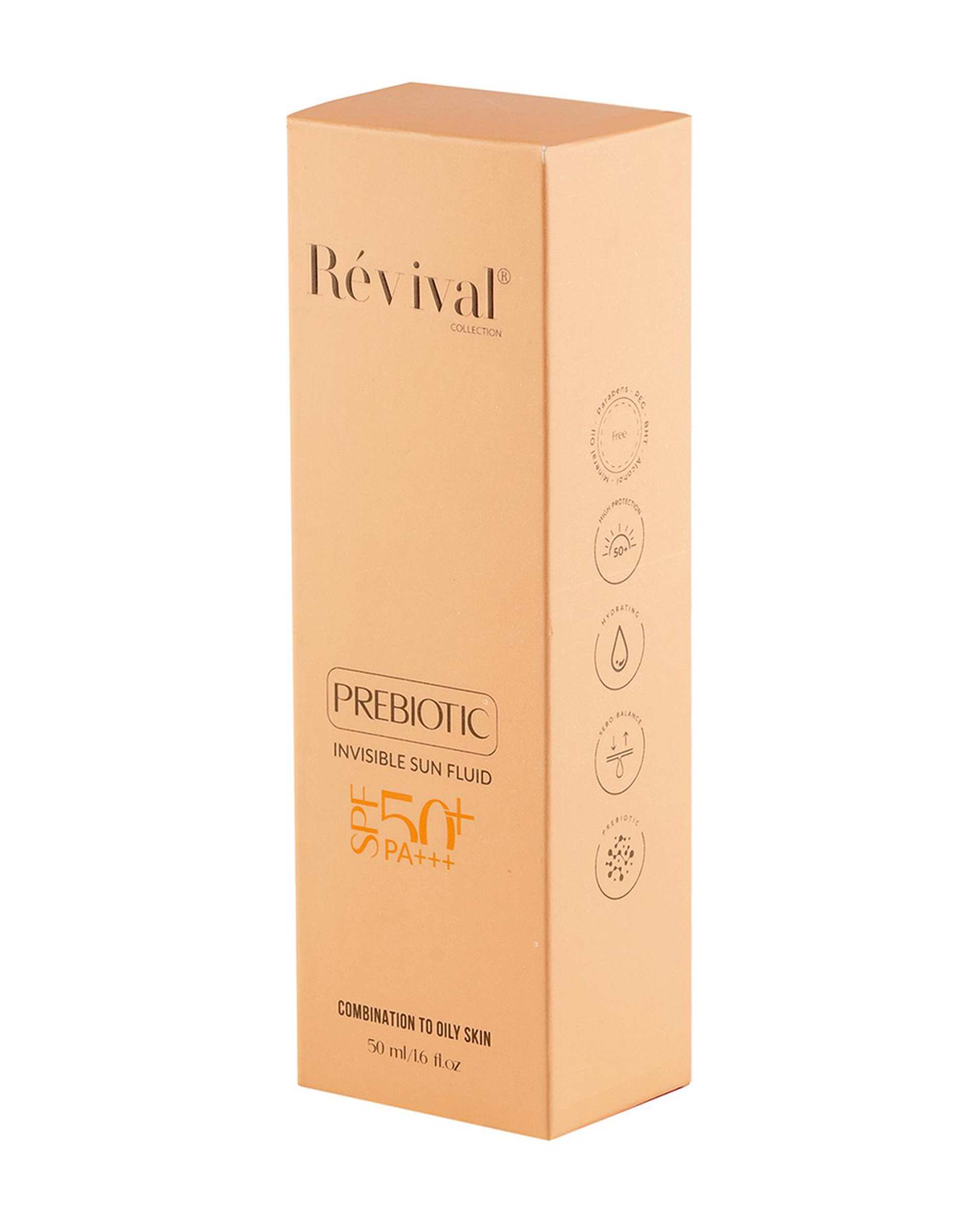 فلوئید ضد آفتاب بی رنگ SPF50 رویوال Revival مناسب پوست چرب حجم 50ml