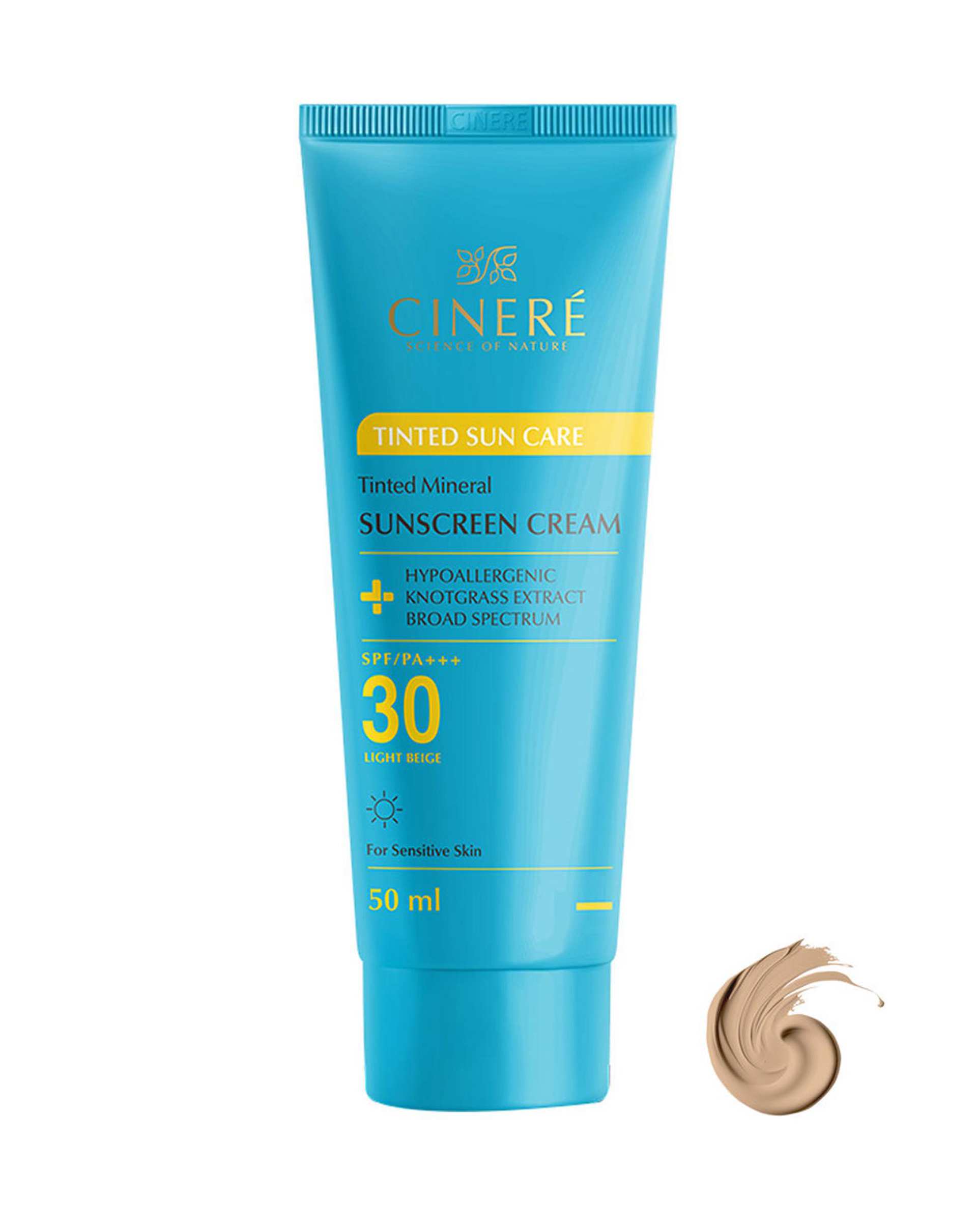 کرم ضد آفتاب رنگی +SPF30 سینره Cinere مناسب انواع پوست بژ روشن