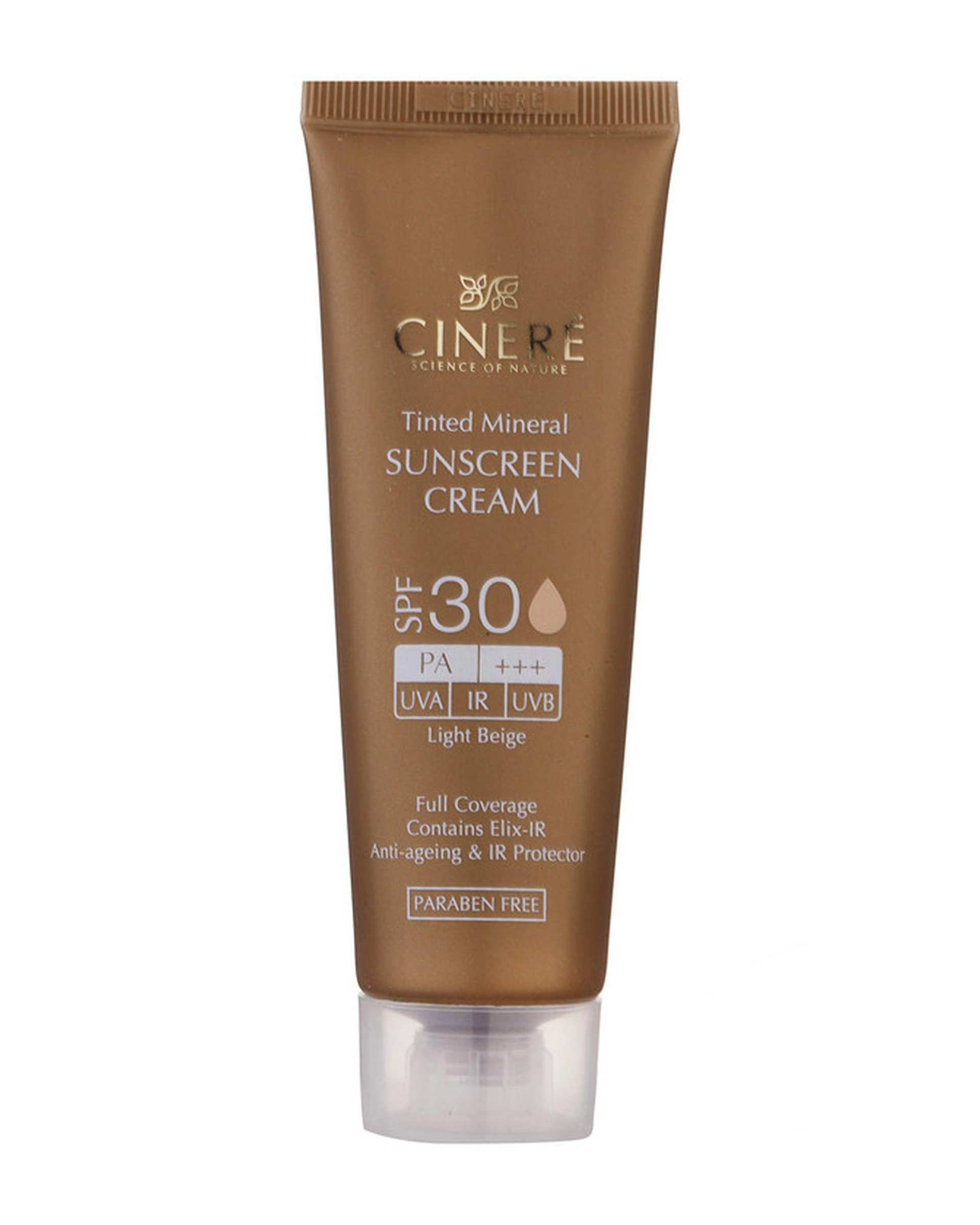 کرم ضد آفتاب رنگی +SPF30 سینره Cinere مناسب انواع پوست بژ روشن
