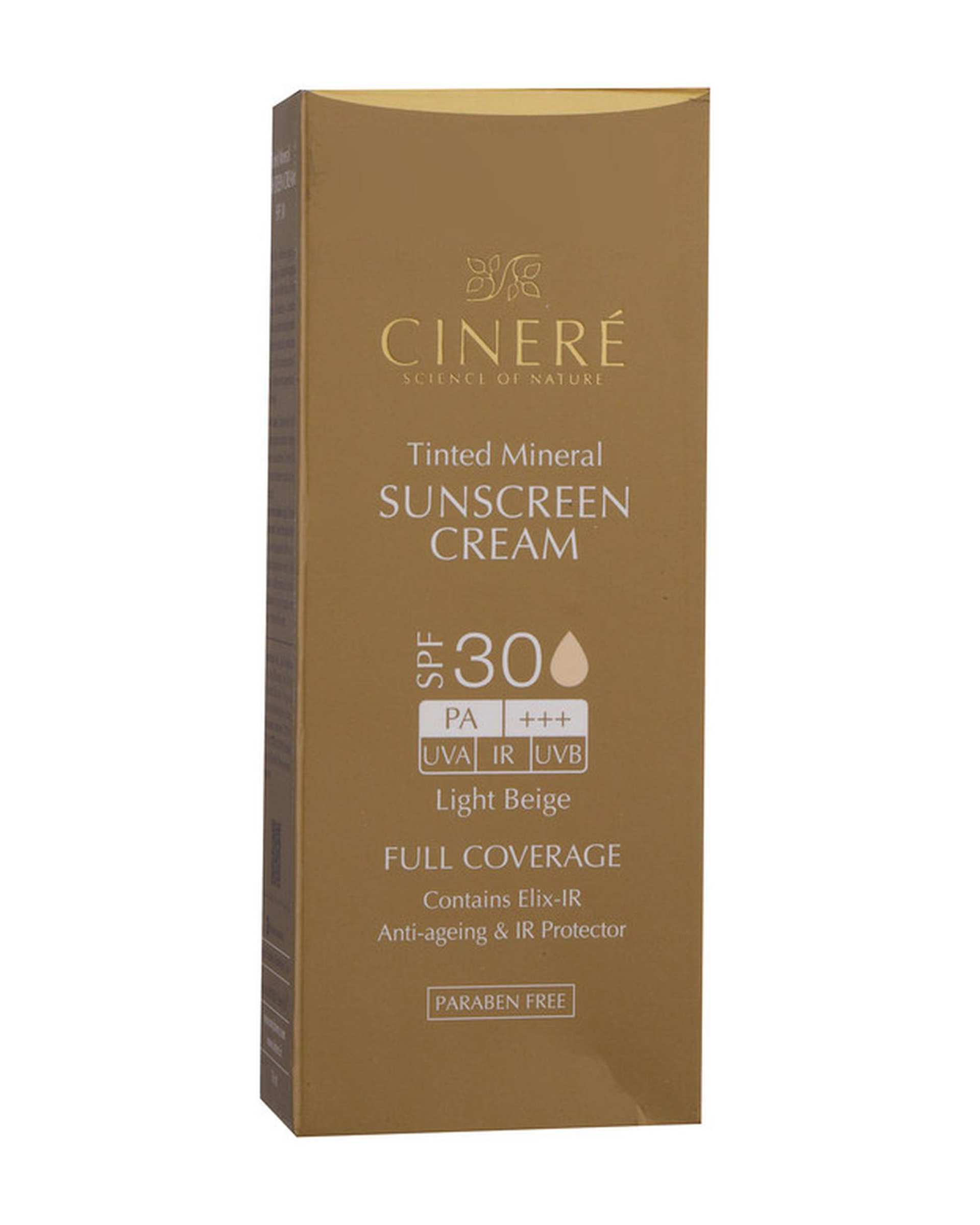 کرم ضد آفتاب رنگی +SPF30 سینره Cinere مناسب انواع پوست بژ روشن