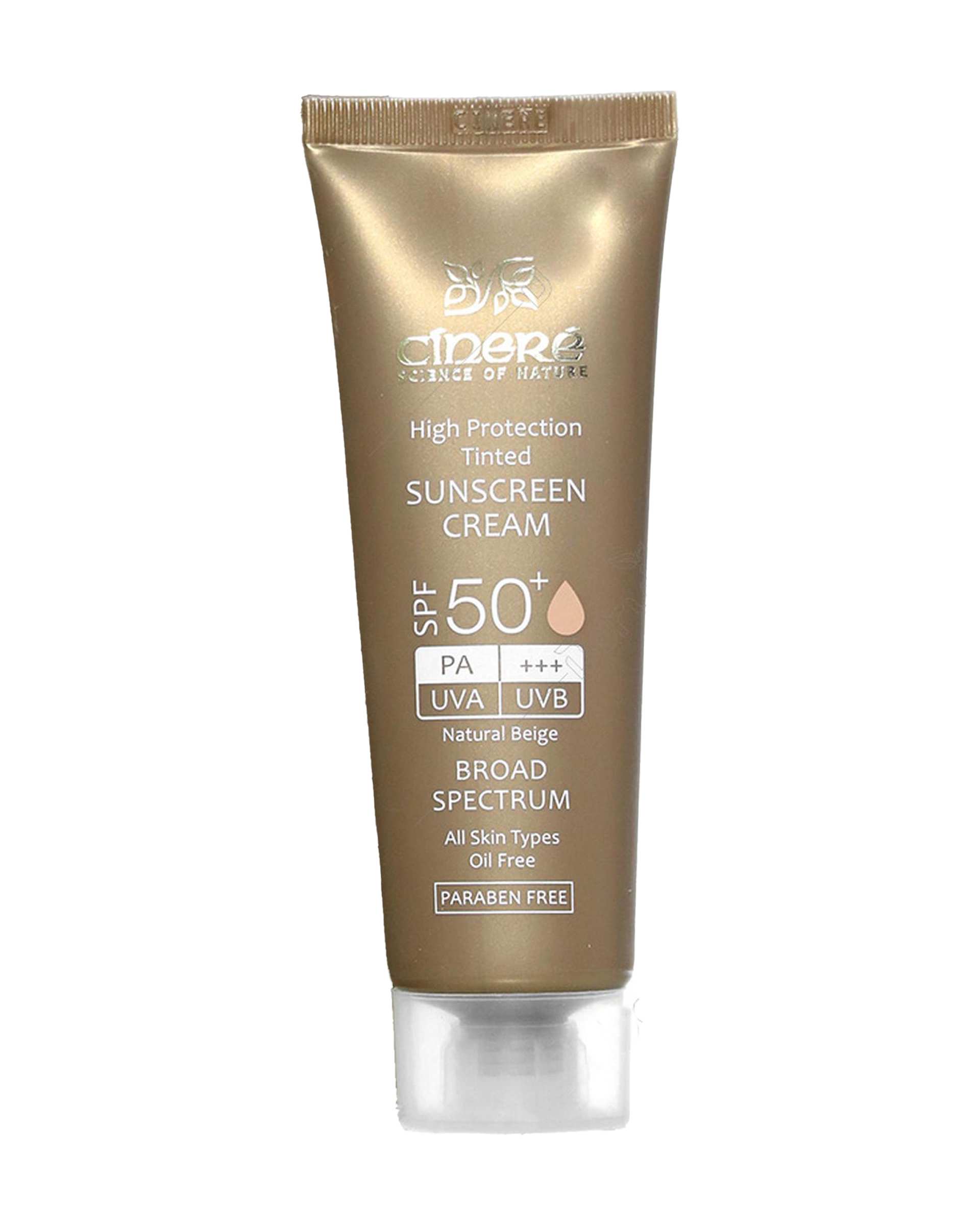 کرم ضد آفتاب رنگی +SPF50 سینره Cinere فاقد چربی بژ طبیعی