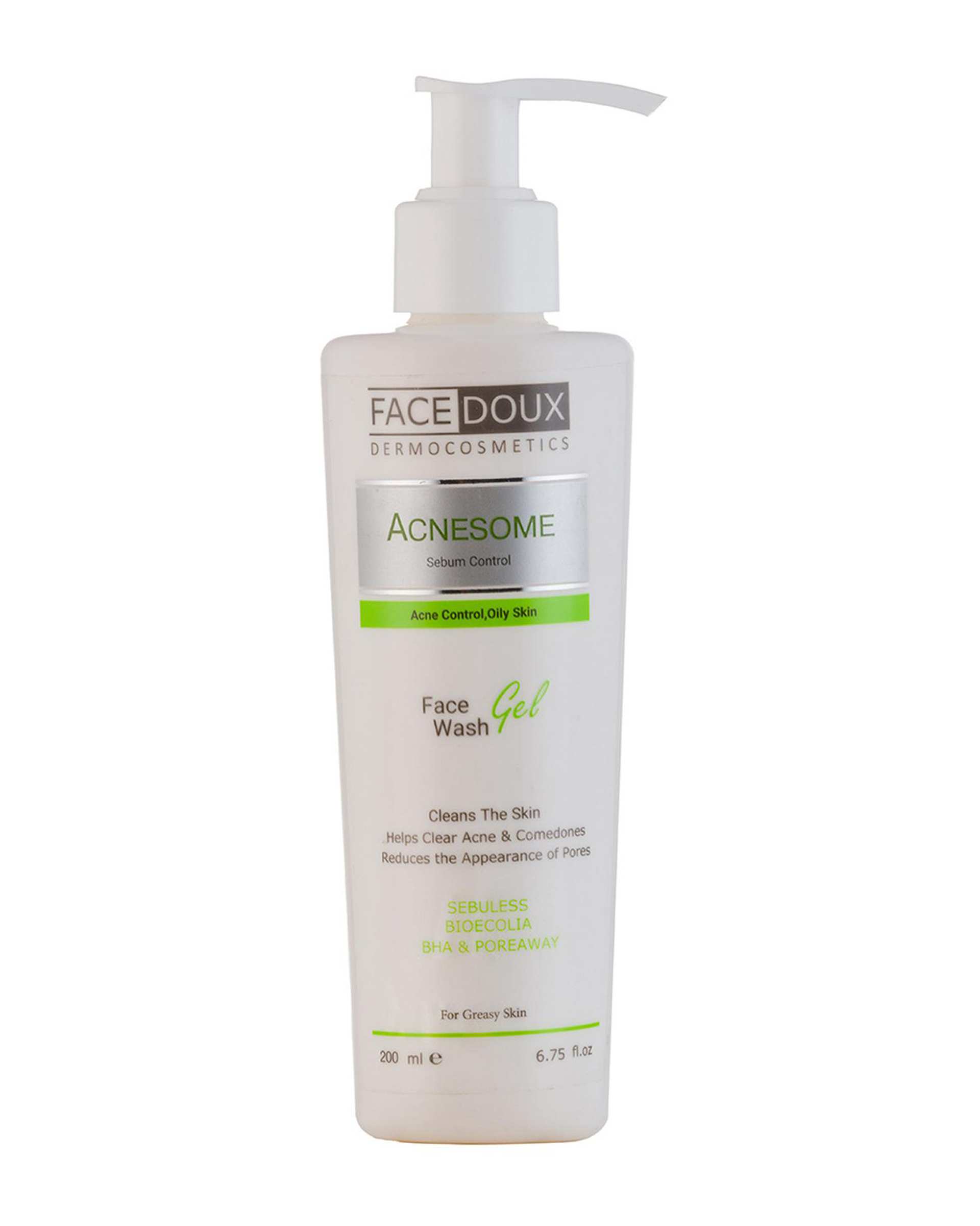 شوینده مایع صورت آکنه زوم فیس دوکس Face Doux مناسب پوست چرب و دارای آکنه حجم 200ml