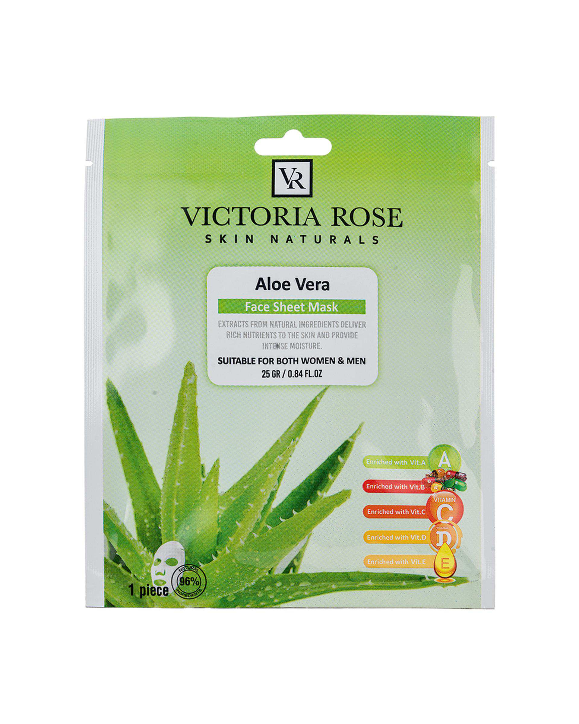 ماسک ورقه ای صورت ویکتوریا رز Victoria Rose حاوی عصاره آلوئه ورا حجم 25 گرم