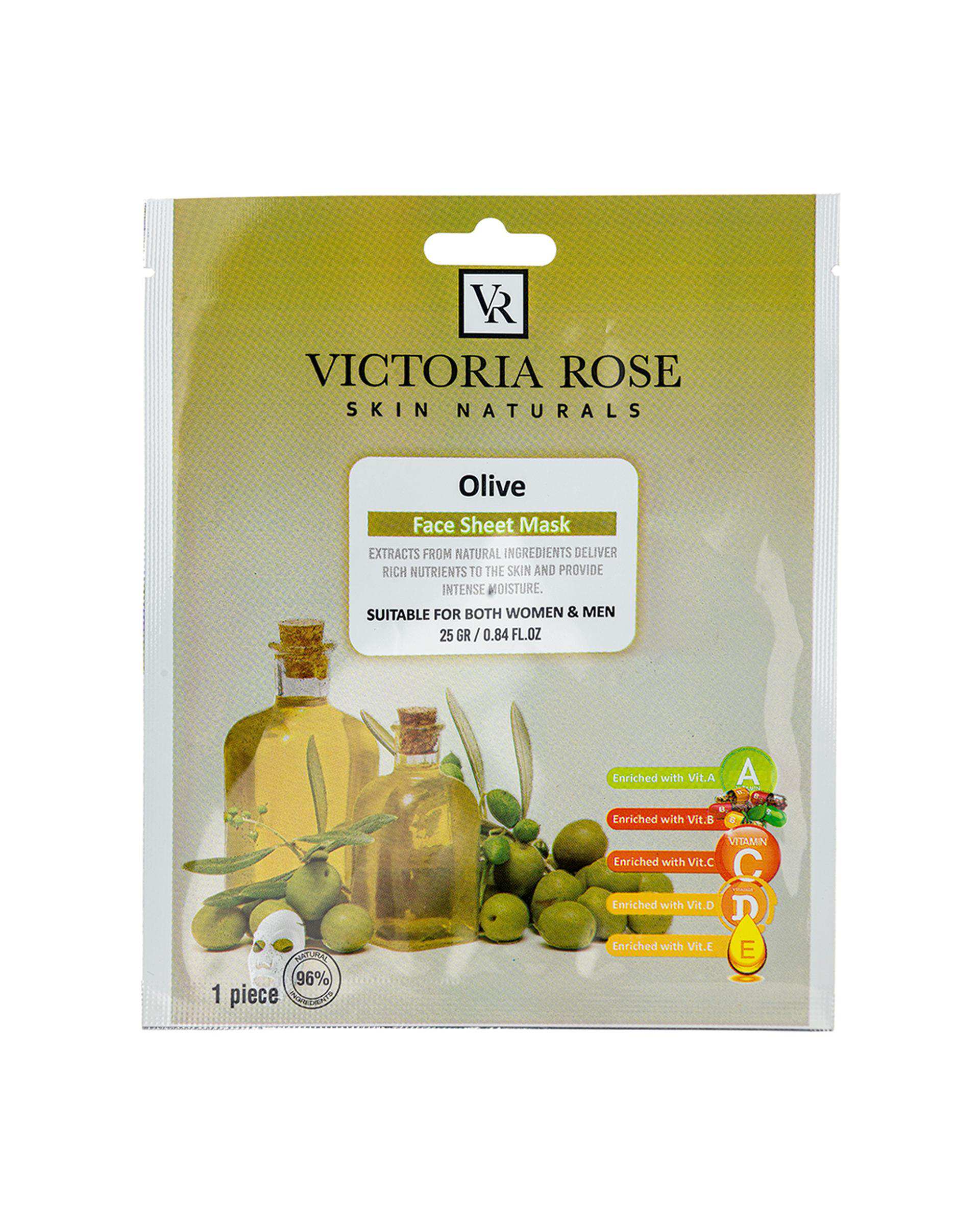 ماسک ورقه ای صورت ویکتوریا رز Victoria Rose حاوی روغن زیتون حجم 25 گرم