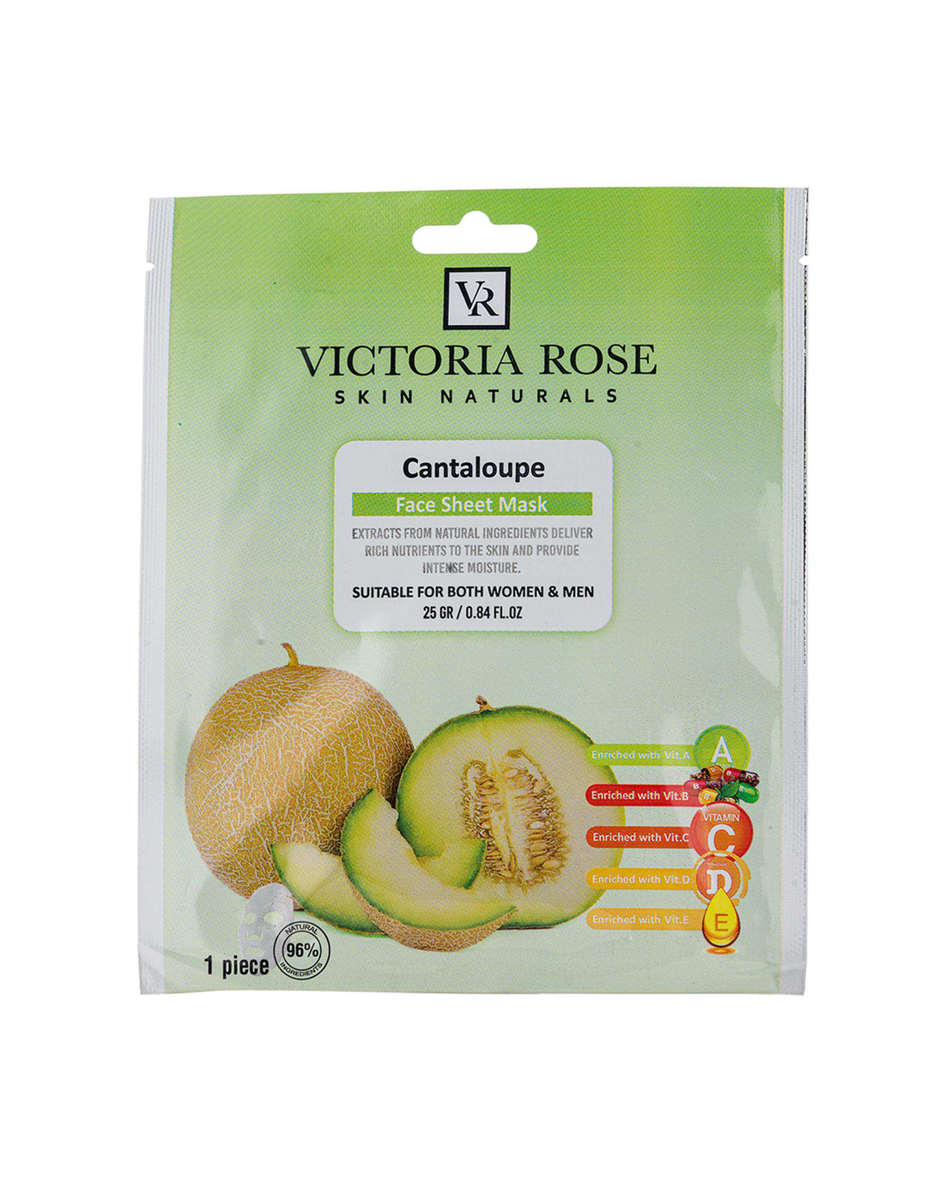 ماسک ورقه ای صورت ویکتوریا رز Victoria Rose حاوی عصاره خالص طالبی حجم 25 گرم