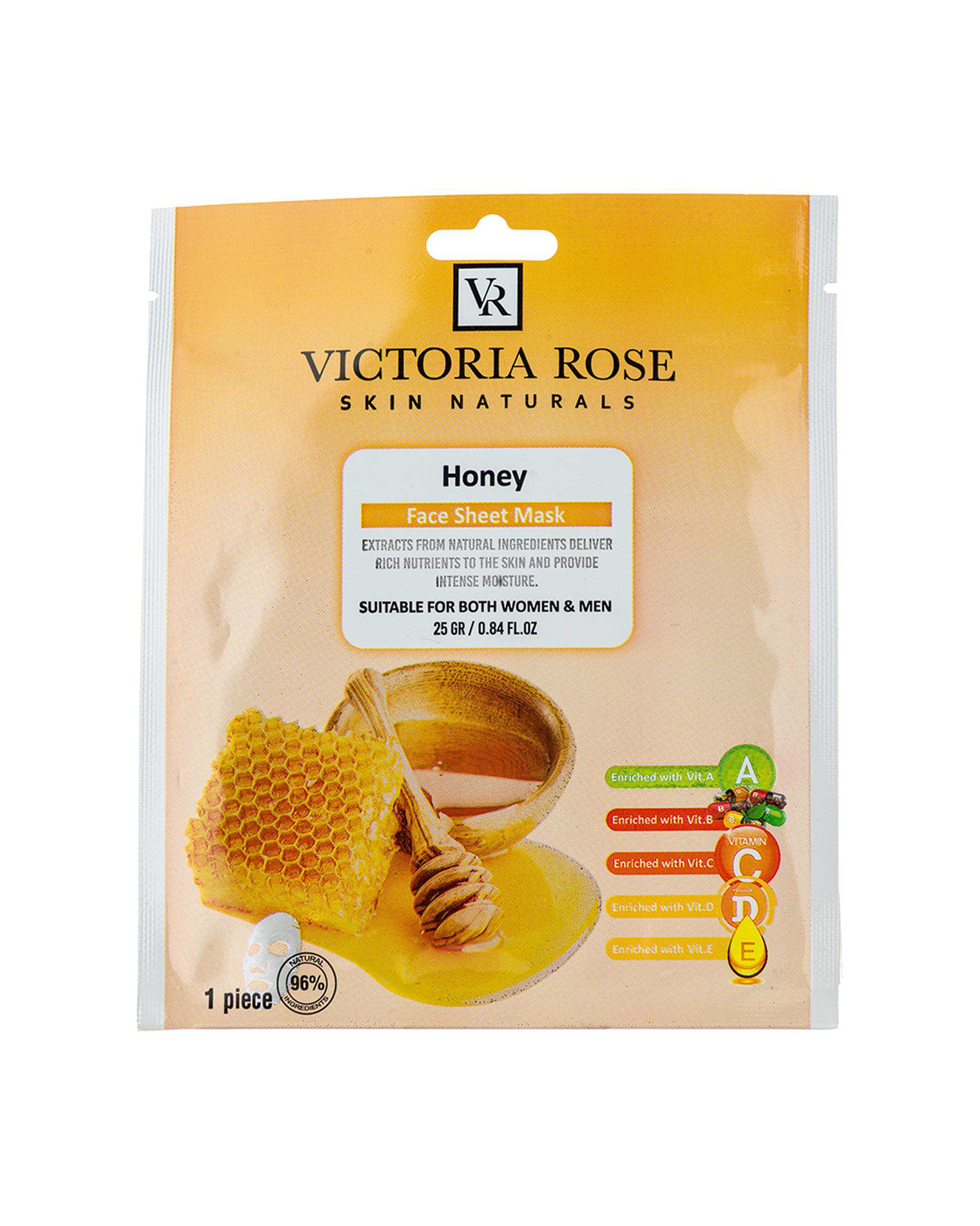 ماسک ورقه ای صورت ویکتوریا رز Victoria Rose حاوی عصاره عسل حجم 25 گرم