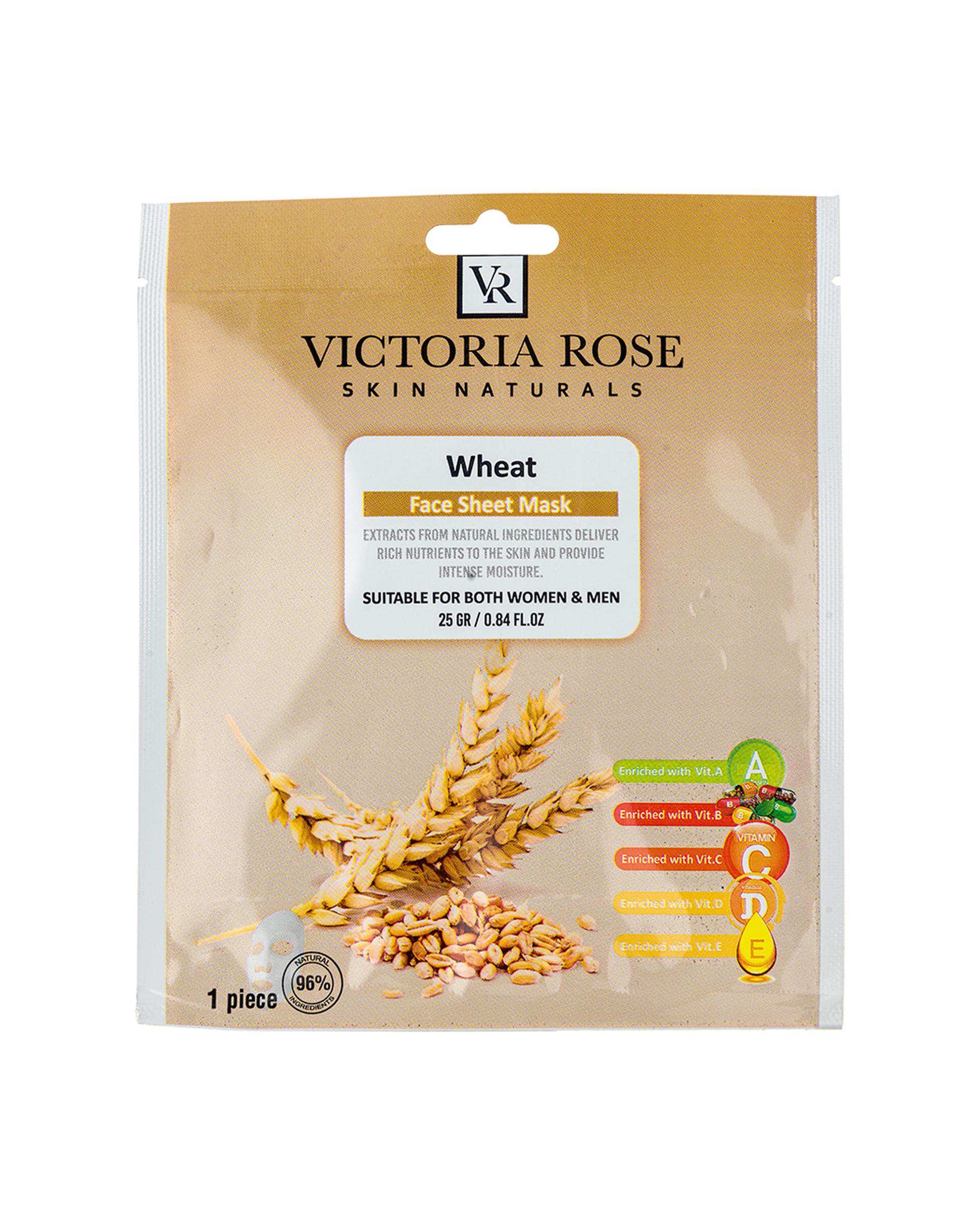 ماسک ورقه ای صورت ویکتوریا رز Victoria Rose حاوی عصاره گندم حجم 25 گرم