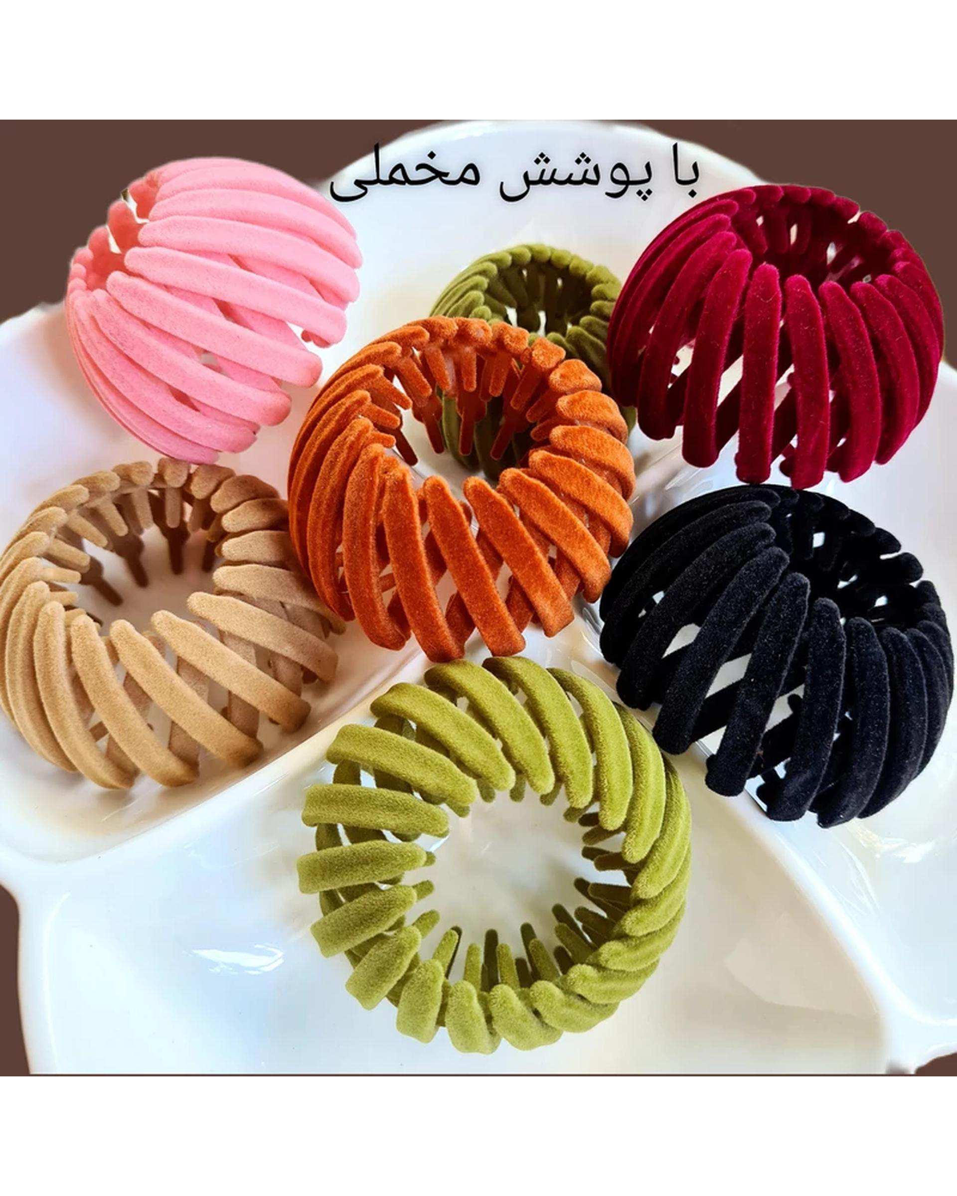 کلیپس مو زنامه گوجه ای مدل آکاردئونی مخملی