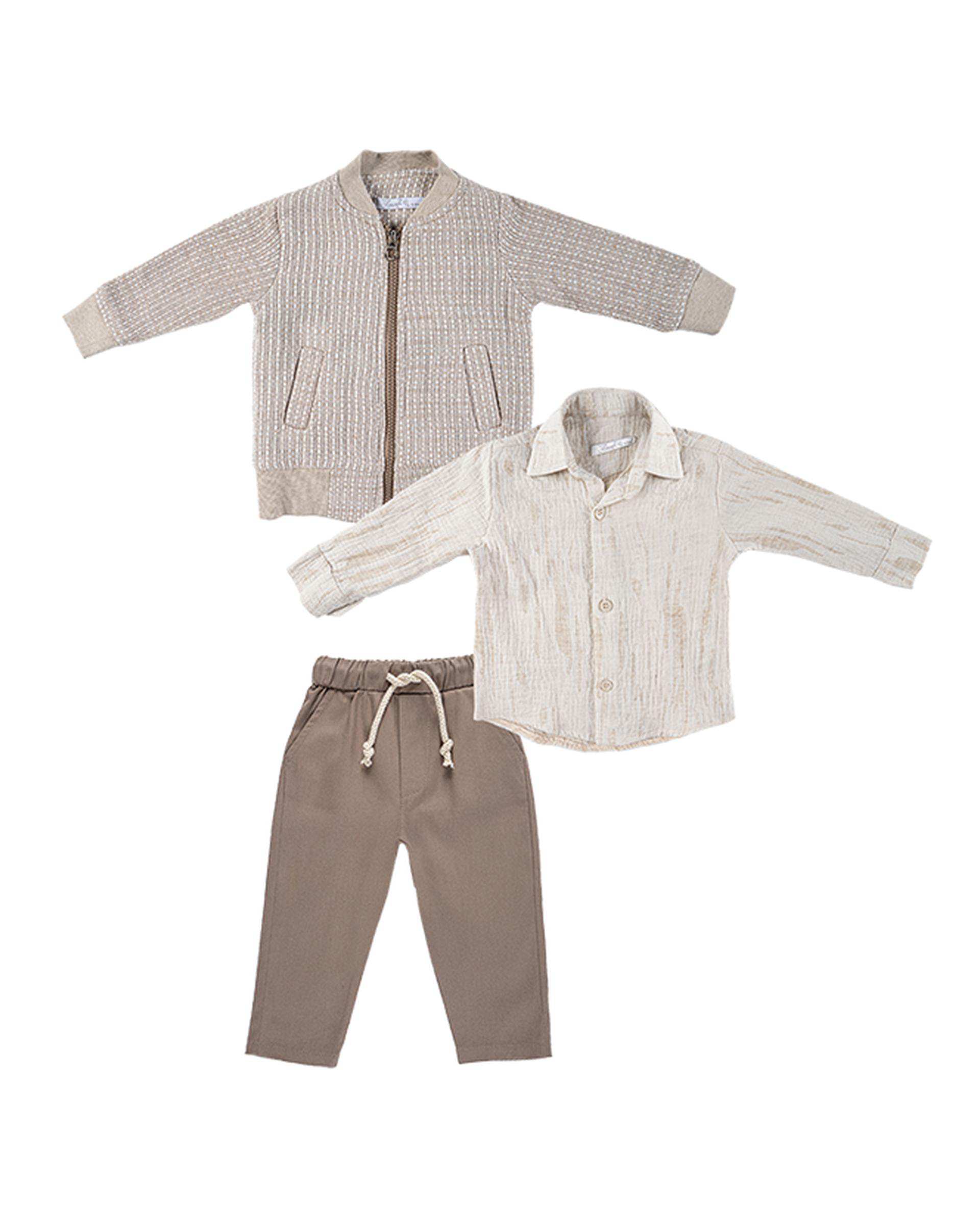 ست سه تکه پسرانه کرم فیورلا Fiorella مدل یاشار 2 کد 35535