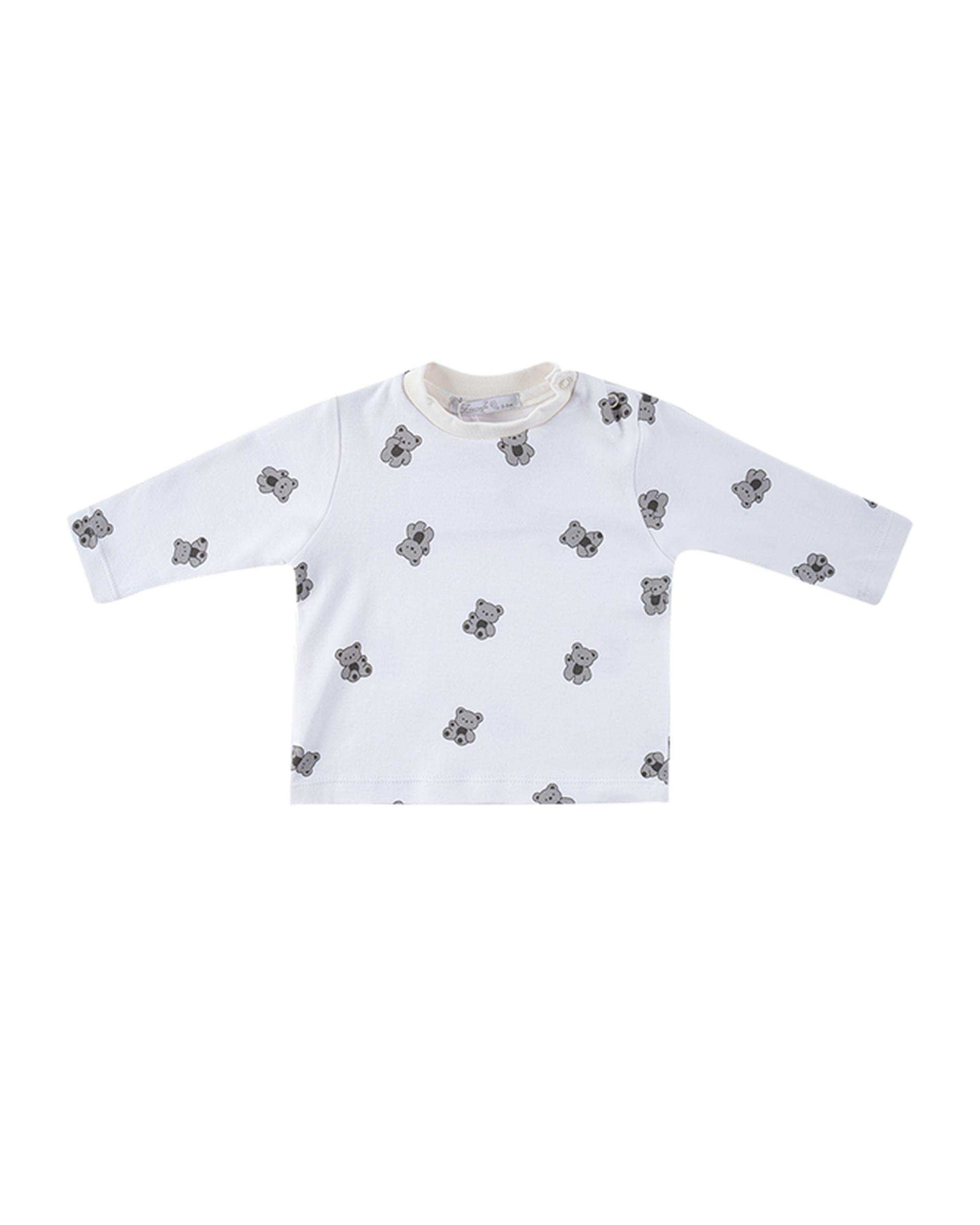 بلوز و سرهمی نوزادی پسرانه طوسی سفید فیورلا Fiorella مدل رویای خرسی کد 25541