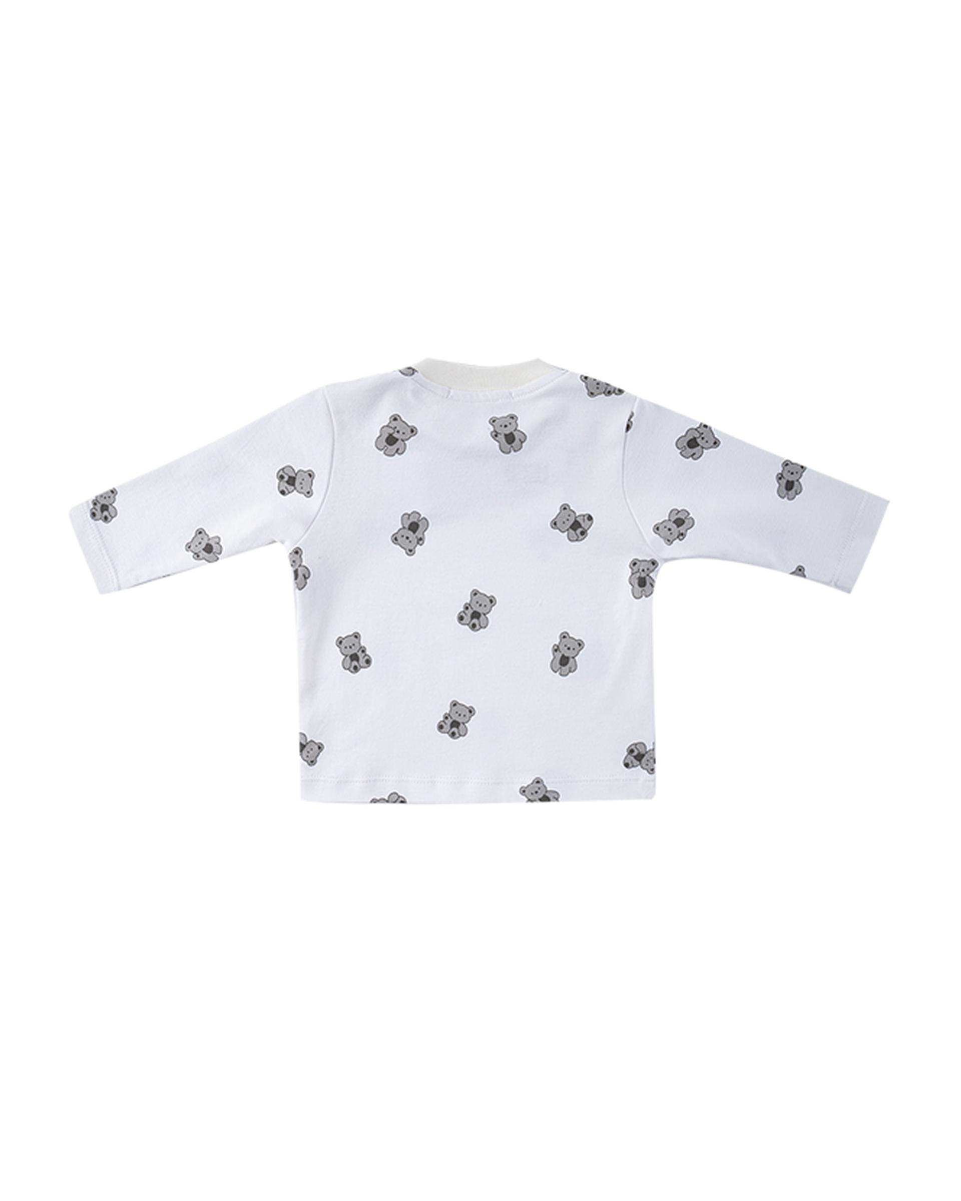 بلوز و سرهمی نوزادی پسرانه طوسی سفید فیورلا Fiorella مدل رویای خرسی کد 25541