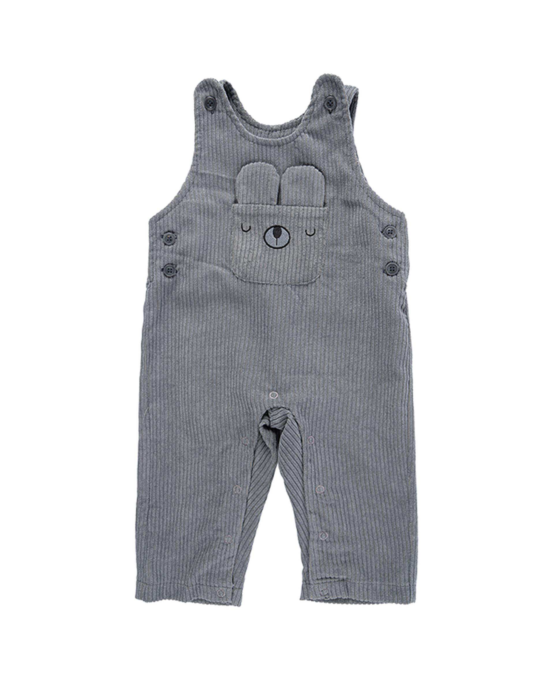 بلوز و سرهمی نوزادی پسرانه طوسی سفید فیورلا Fiorella مدل رویای خرسی کد 25541